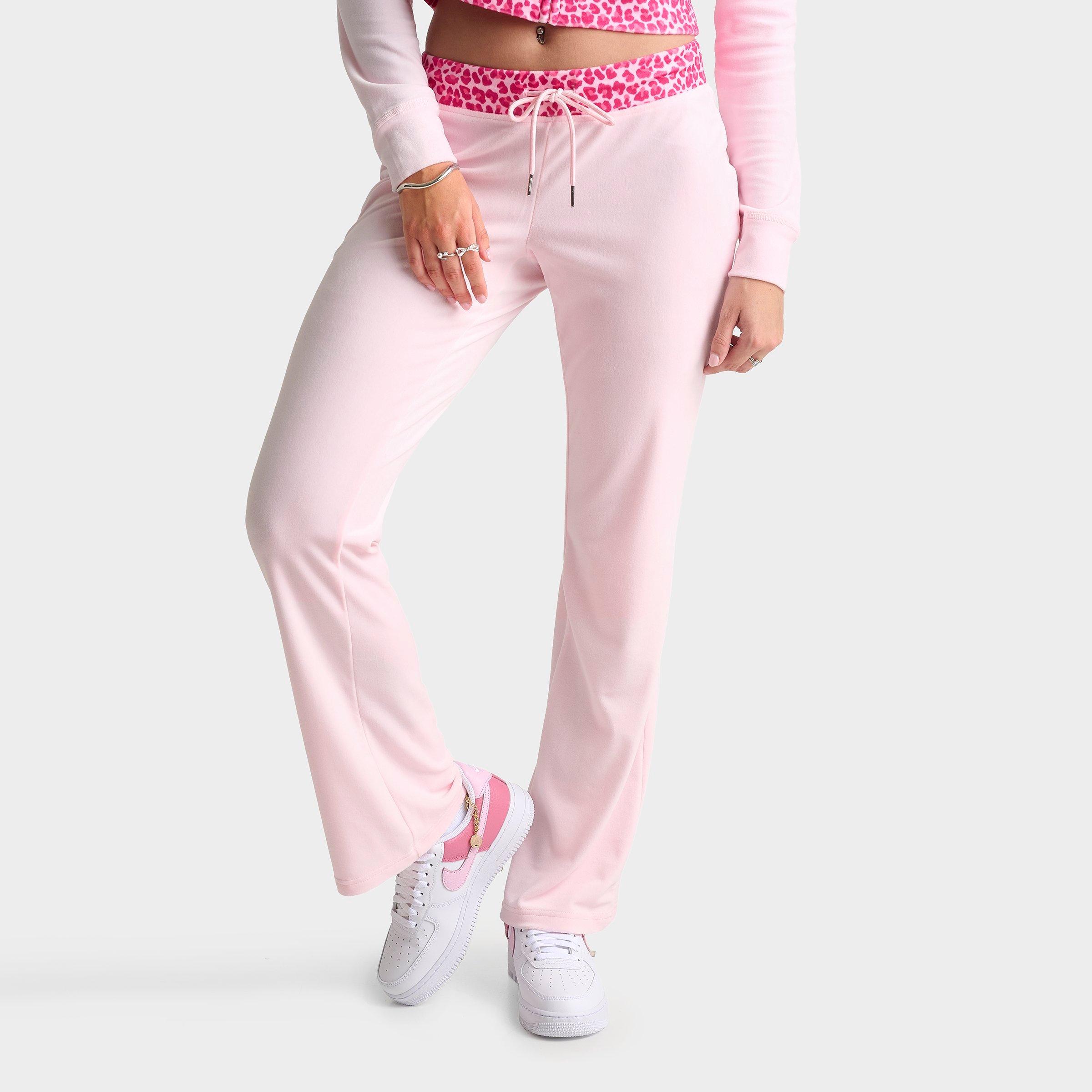 Juicy Couture Women's OG Big Bling Velour Leopard Print Track Pants in Pink/Leopard Size: XL