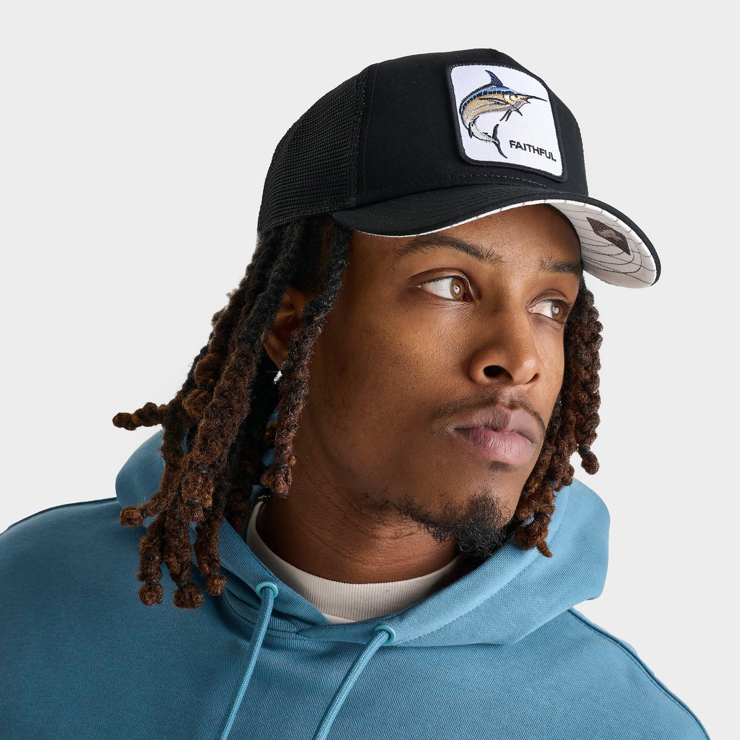 Goorin Bros. Faithful Fish Trucker Hat in Black/Blue Cotton