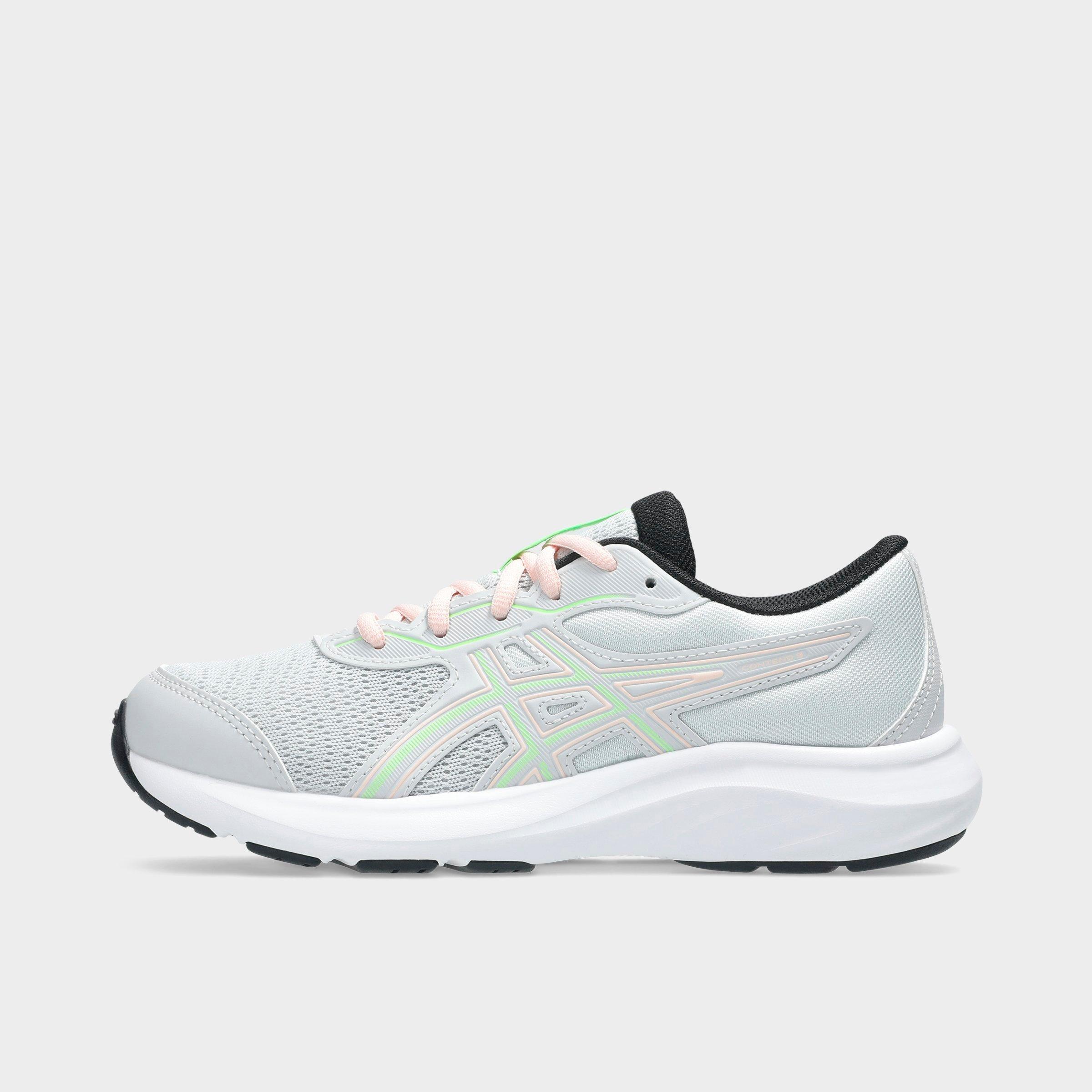 Big Kids ASICS Contend 9 Running Shoes in Glacier Grey/Illuminate Green Size: 4.0
