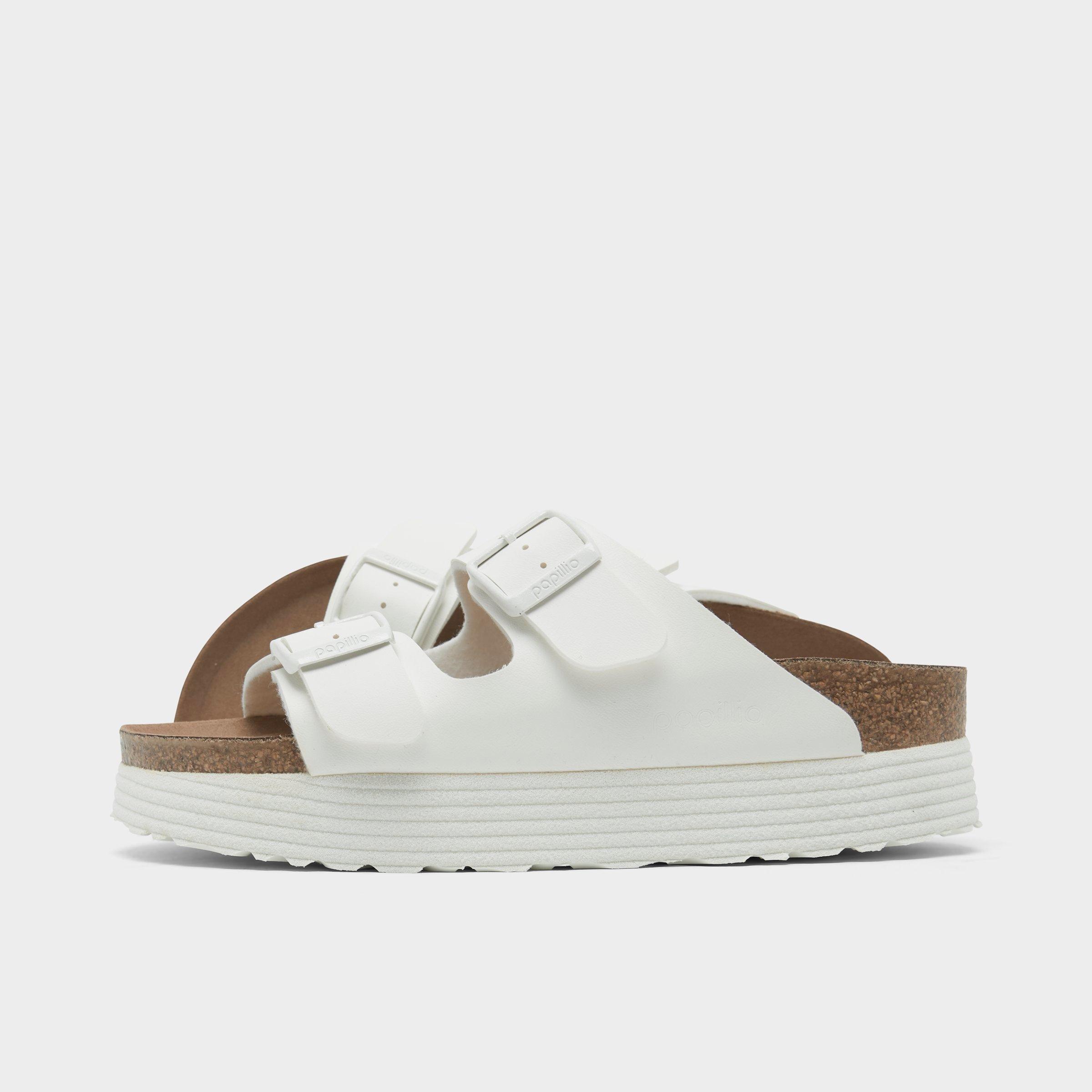 Birkenstock Women's Arizona Vegan Birko-Flor Platform Sandals in White Size: 36