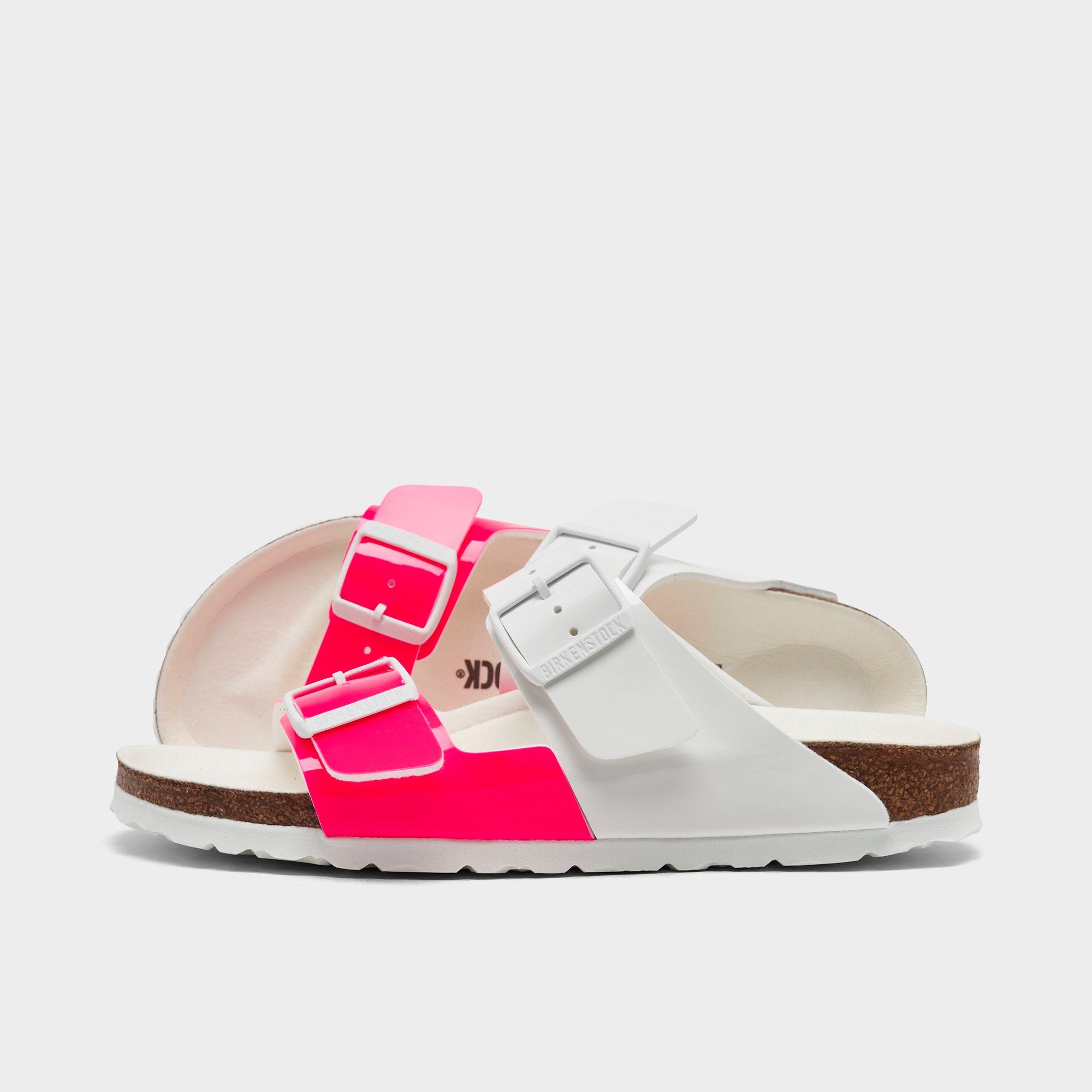 Birkenstock Women's Arizona Split Birko-flor Sandals From Finish Line In Neon Pink/white Patent