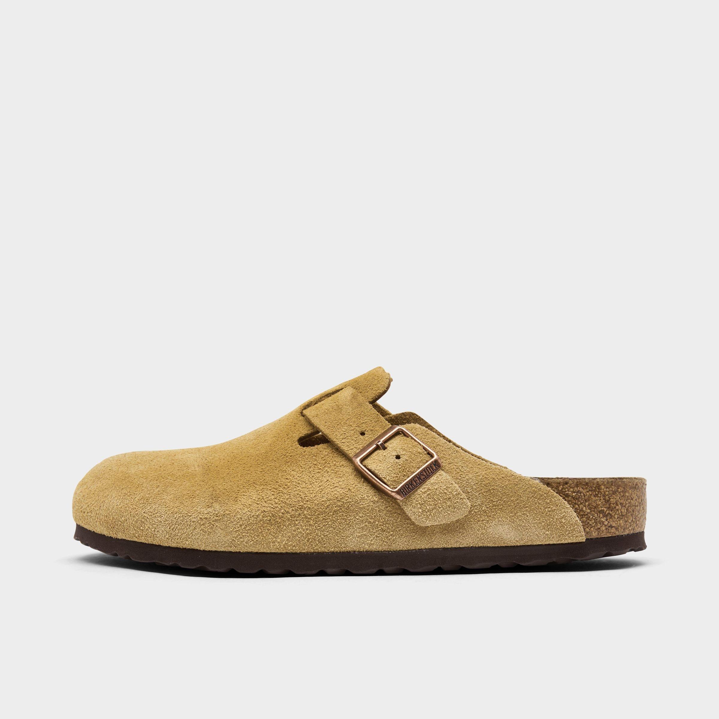 Birkenstock Men's Boston Suede Leather Birko-Flor Clogs in Latte Cream Size: 41