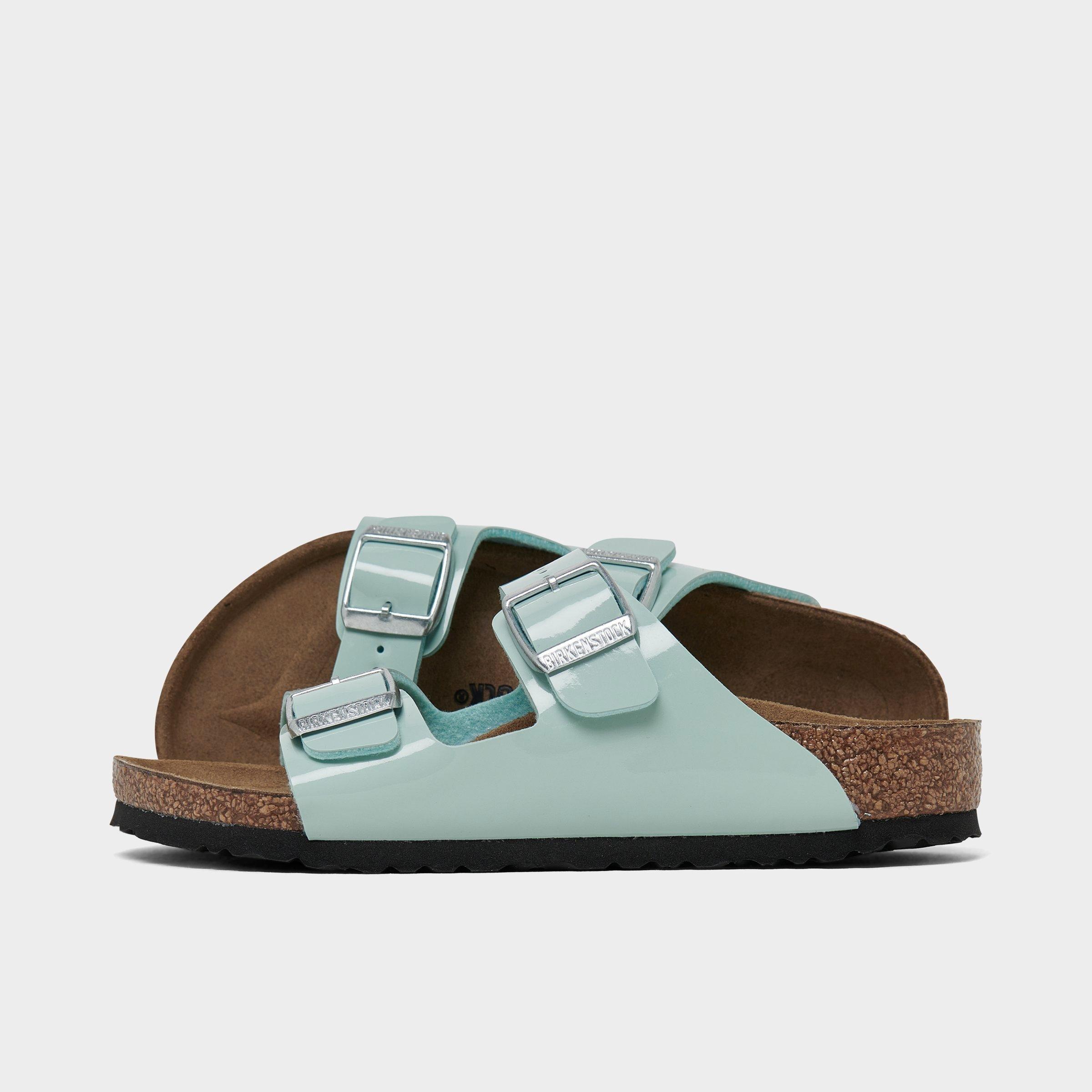 Birkenstock Girls' Little Kids Arizona Birko-Flor Patent Sandals in Surf Green Size: 30