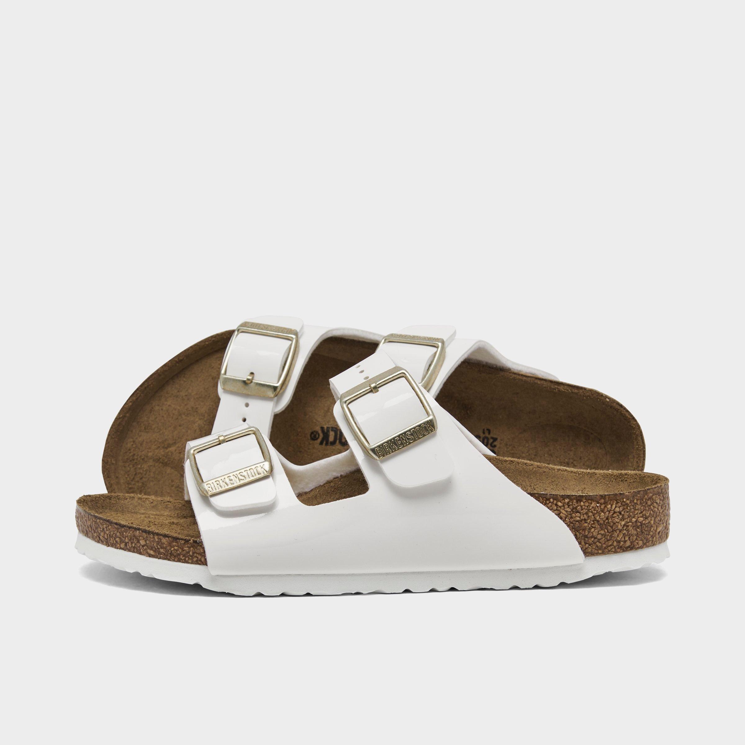 Birkenstock Girls' Little Kids Arizona Birko-Flor Patent Sandals in White Size: 29.0