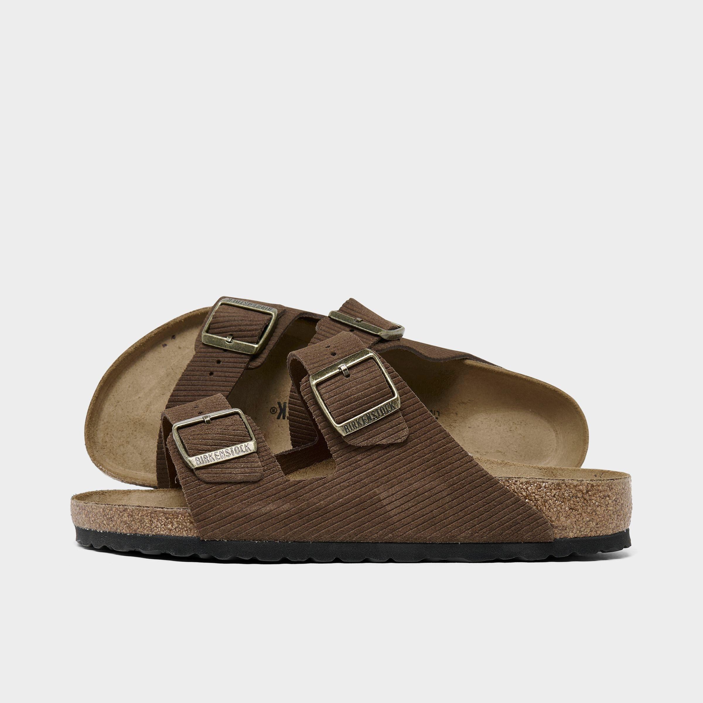 Birkenstock Men's Arizona Suede Embossed Corduroy Sandals in Dark Tea Size: 41