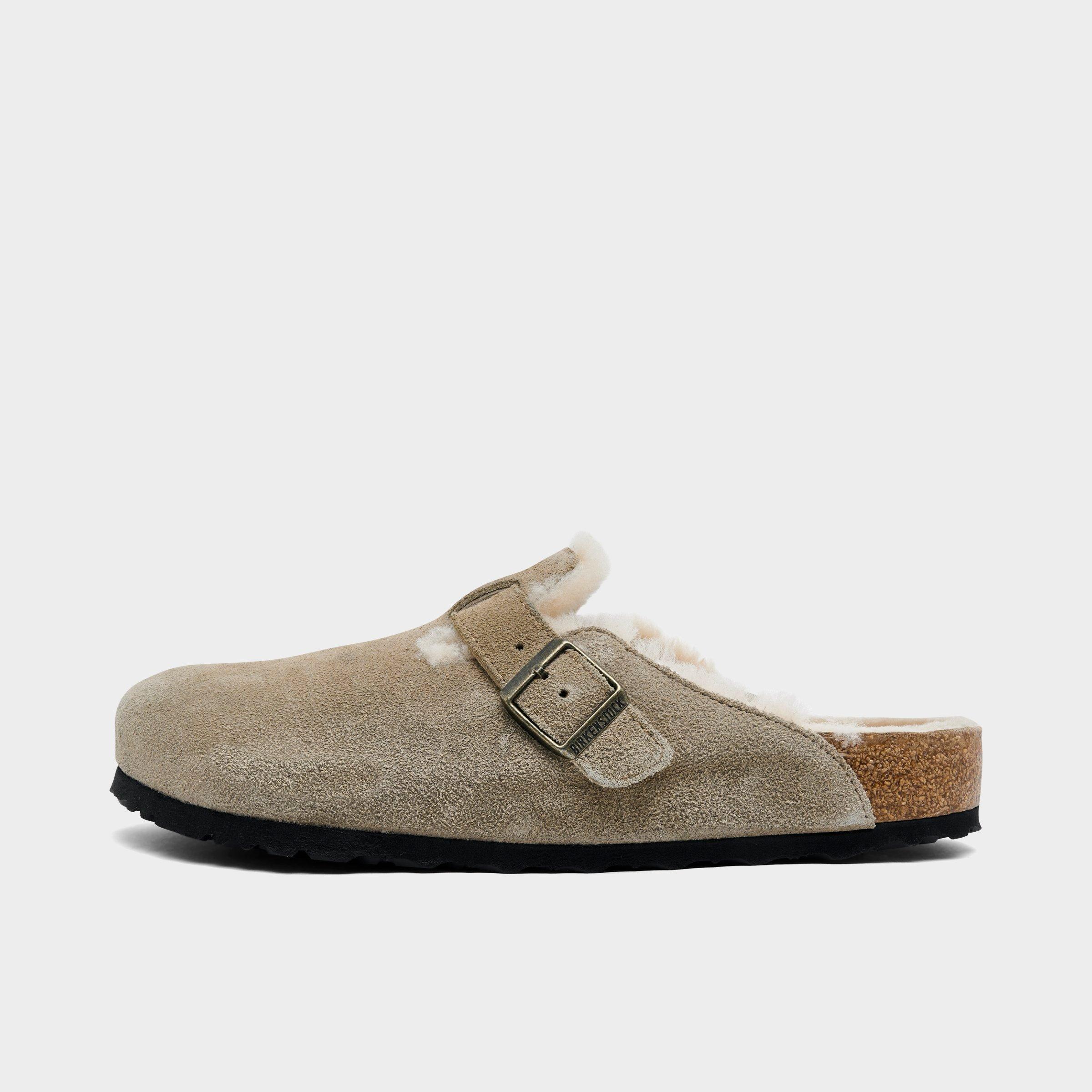 Birkenstock Men's Boston Shearling Suede Leather Clogs in Graceful Taupe Size: 42