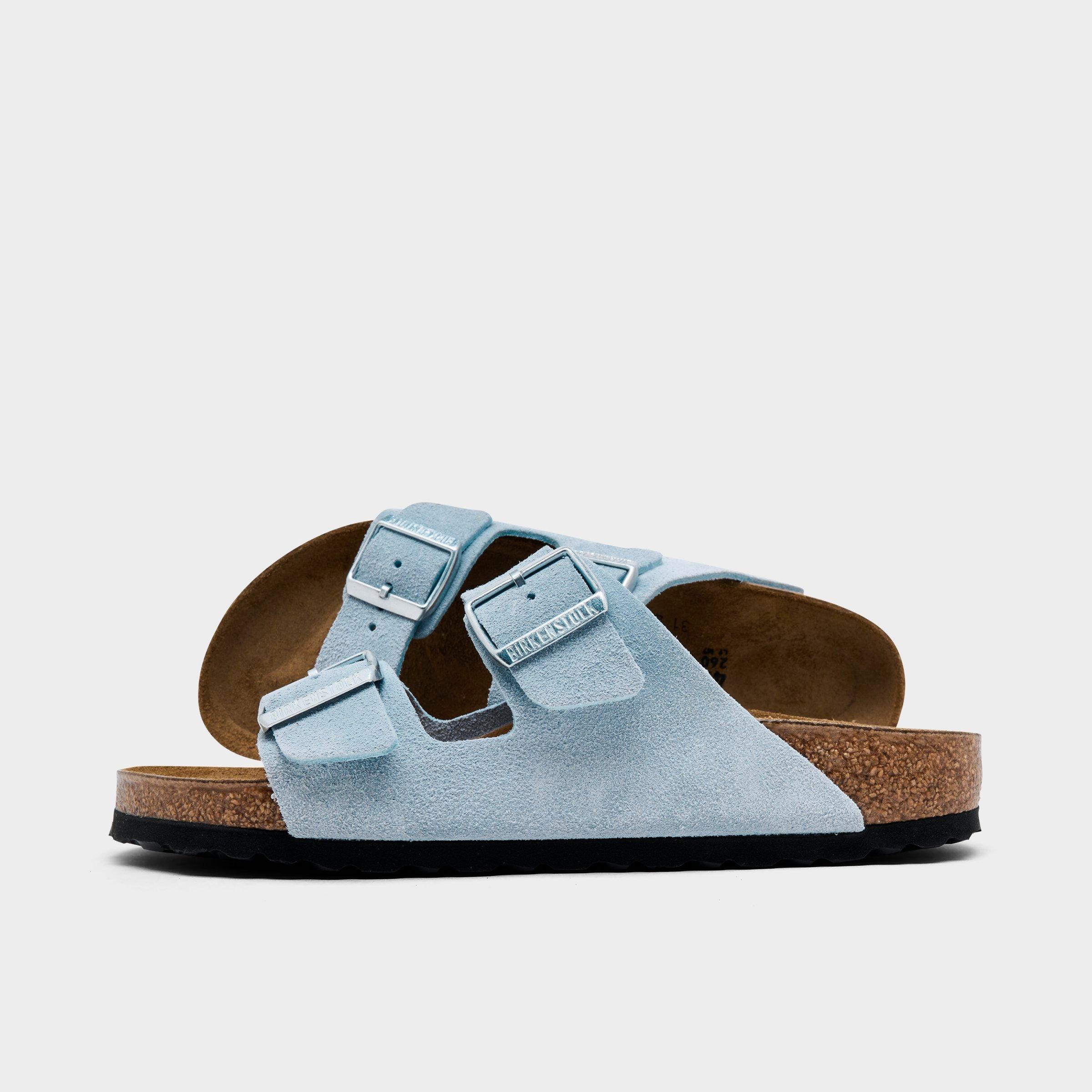 Birkenstock Women's Arizona Birkibuc Sandals in Baby Blue Size: 36