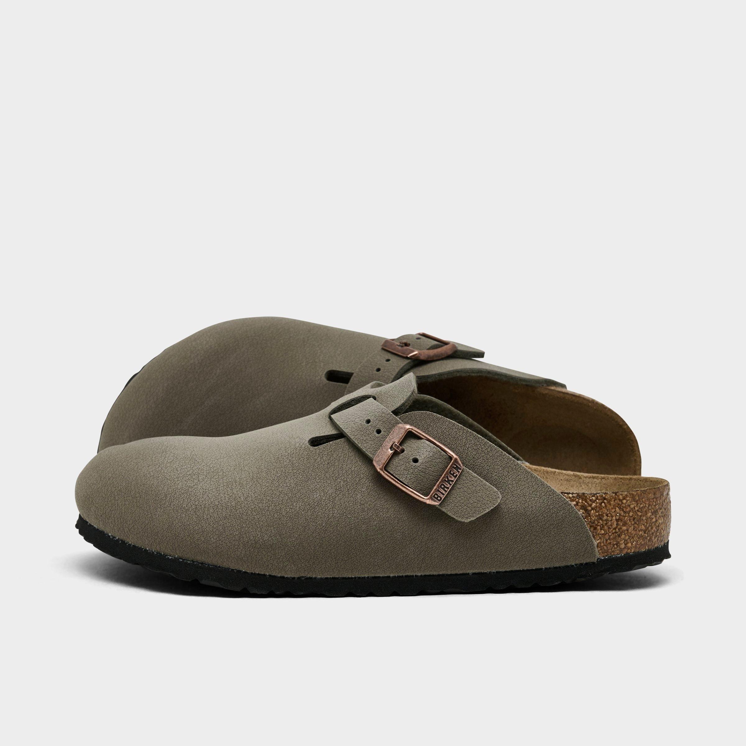 Birkenstock Little Kids Boston Suede Leather Clog Shoes in Stone Size: 29