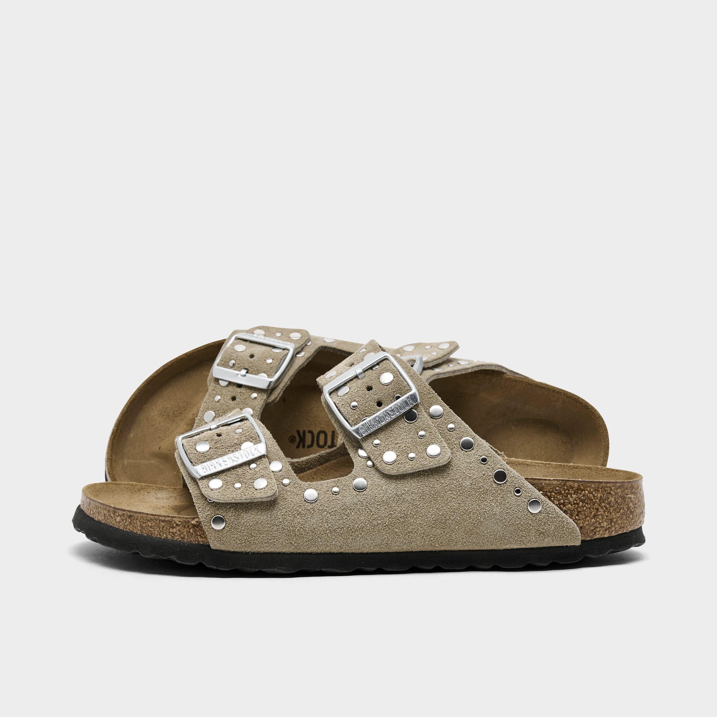 Birkenstock Women's Arizona Rivets Suede Leather Sandals in Taupe Size: 36
