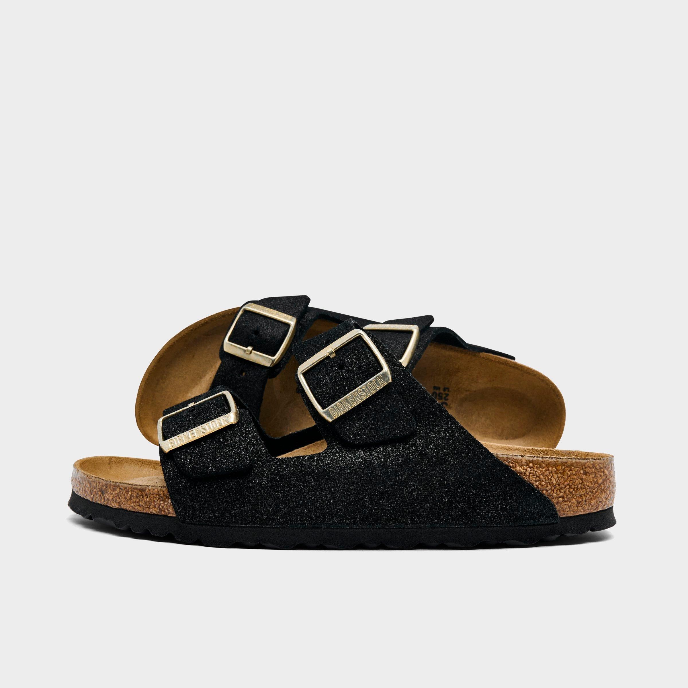 Birkenstock Women's Arizona Birkibuc Sandals in Black Shimmering Size: 37