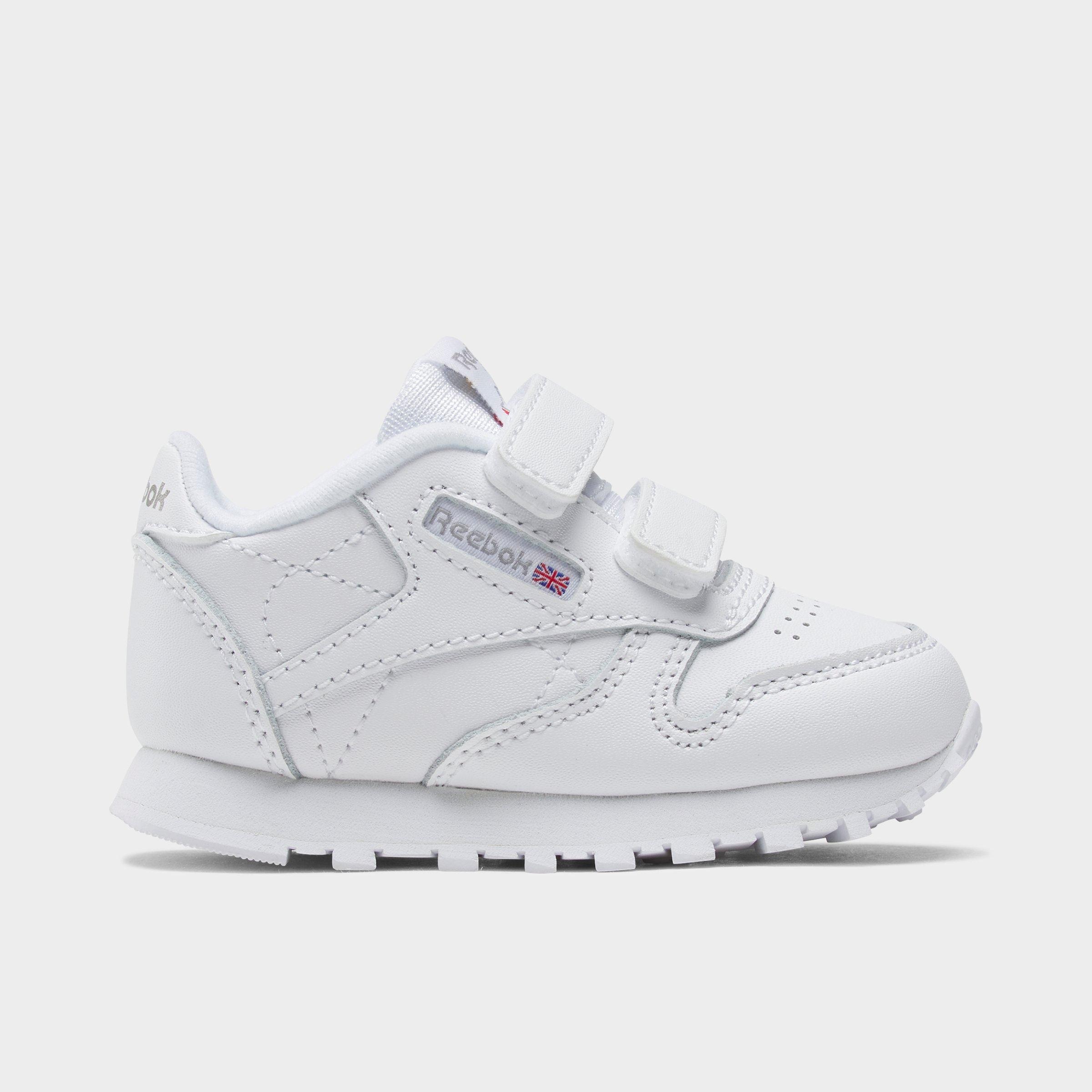 Reebok Kids Toddler Classic Leather Hook-And-Loop Casual Shoes in White/Carbon/Vecblu Size: 4.0