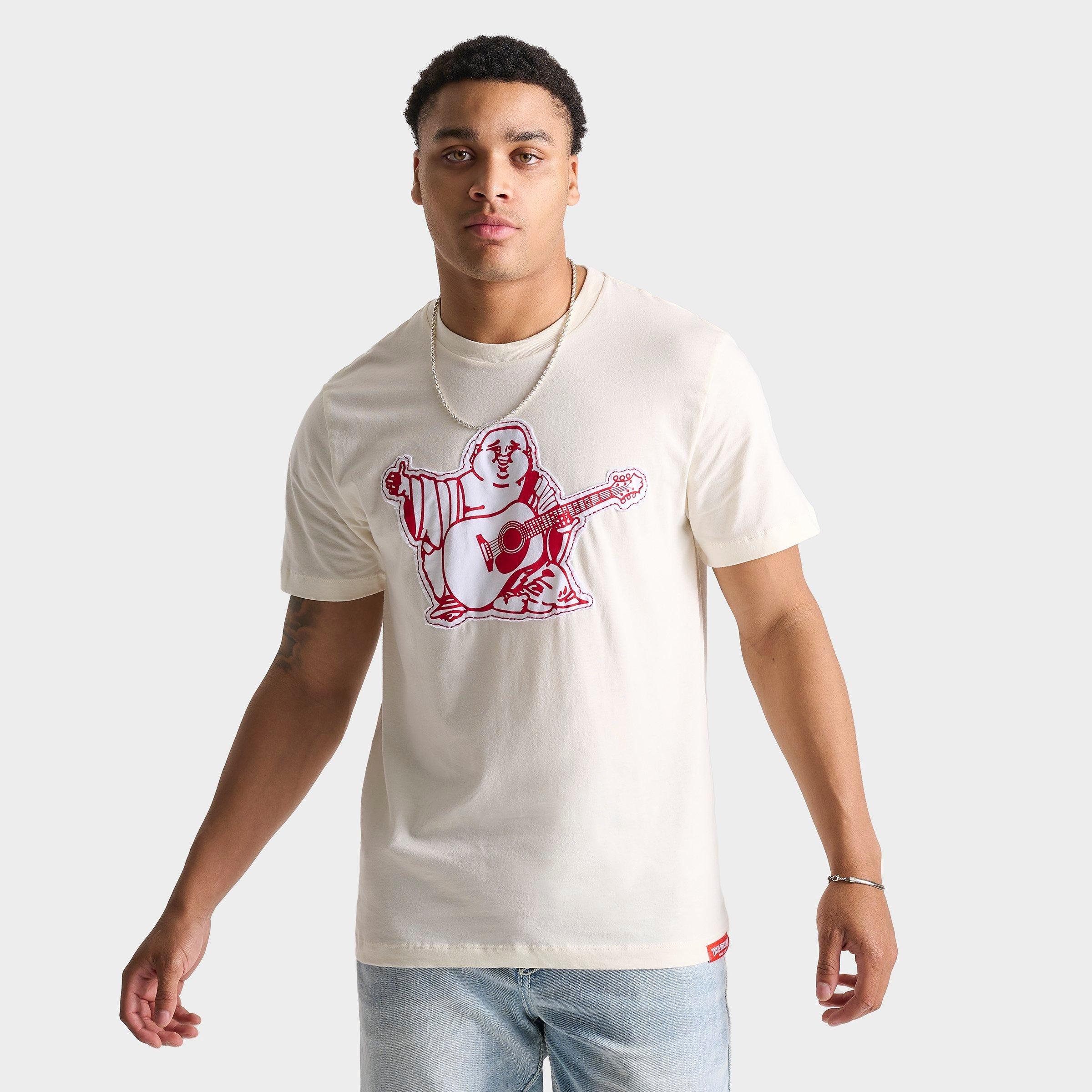 True Religion Men's Buddha Applique Big T Stitching T-shirt In White