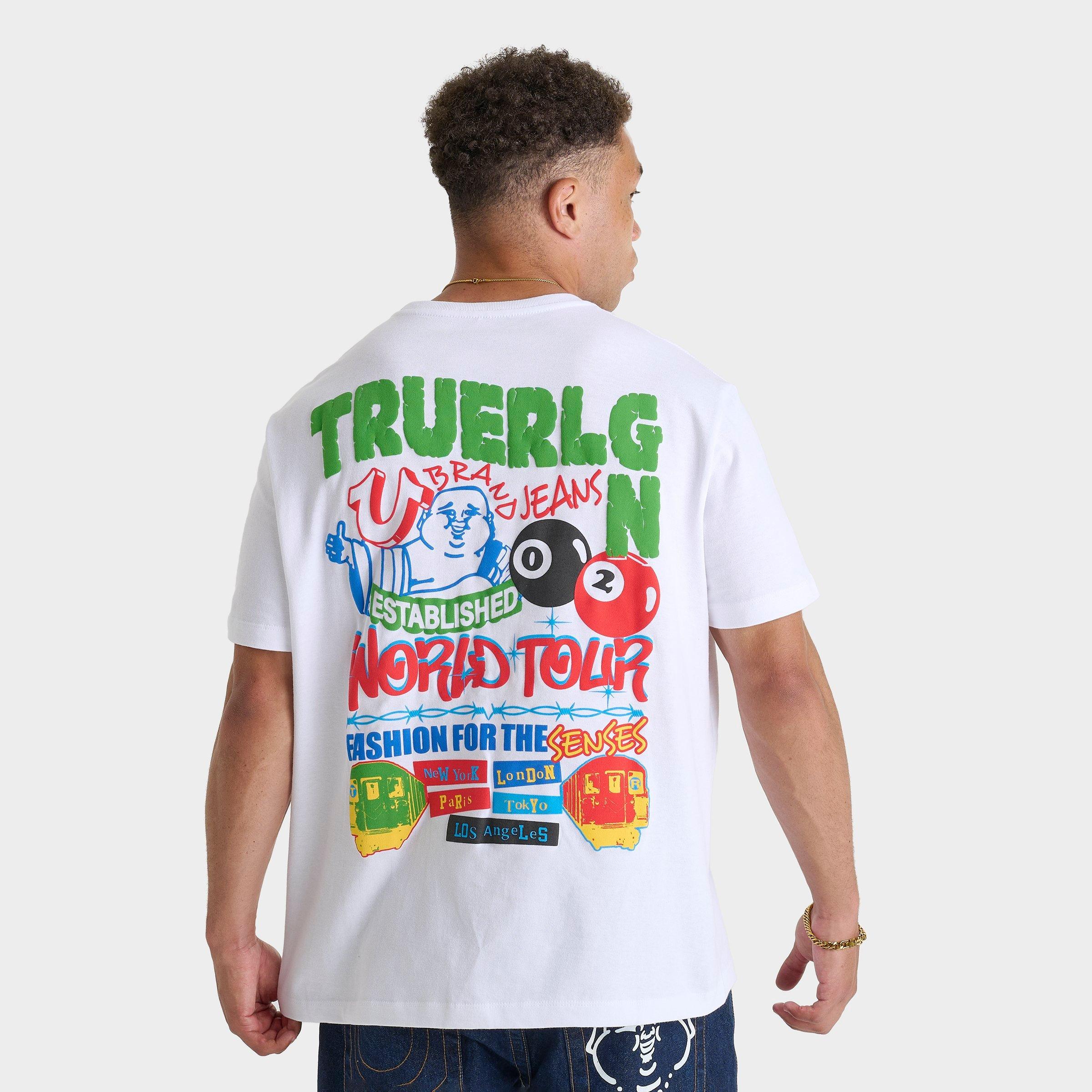 True Religion Men's World Tour Pool Ball T-Shirt in Optic White Size: Small