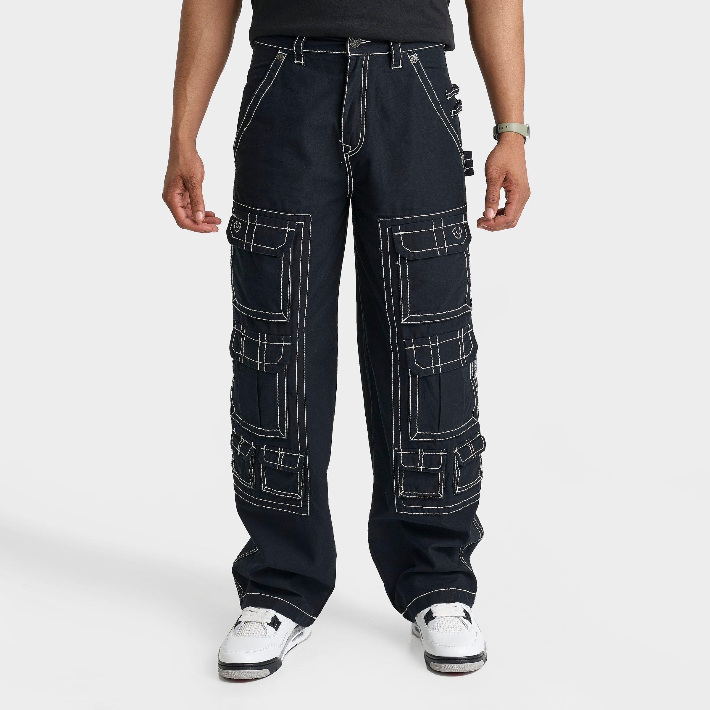 True Religion Men's Baggy Big T Utility Pants in Jet Black Size: 30