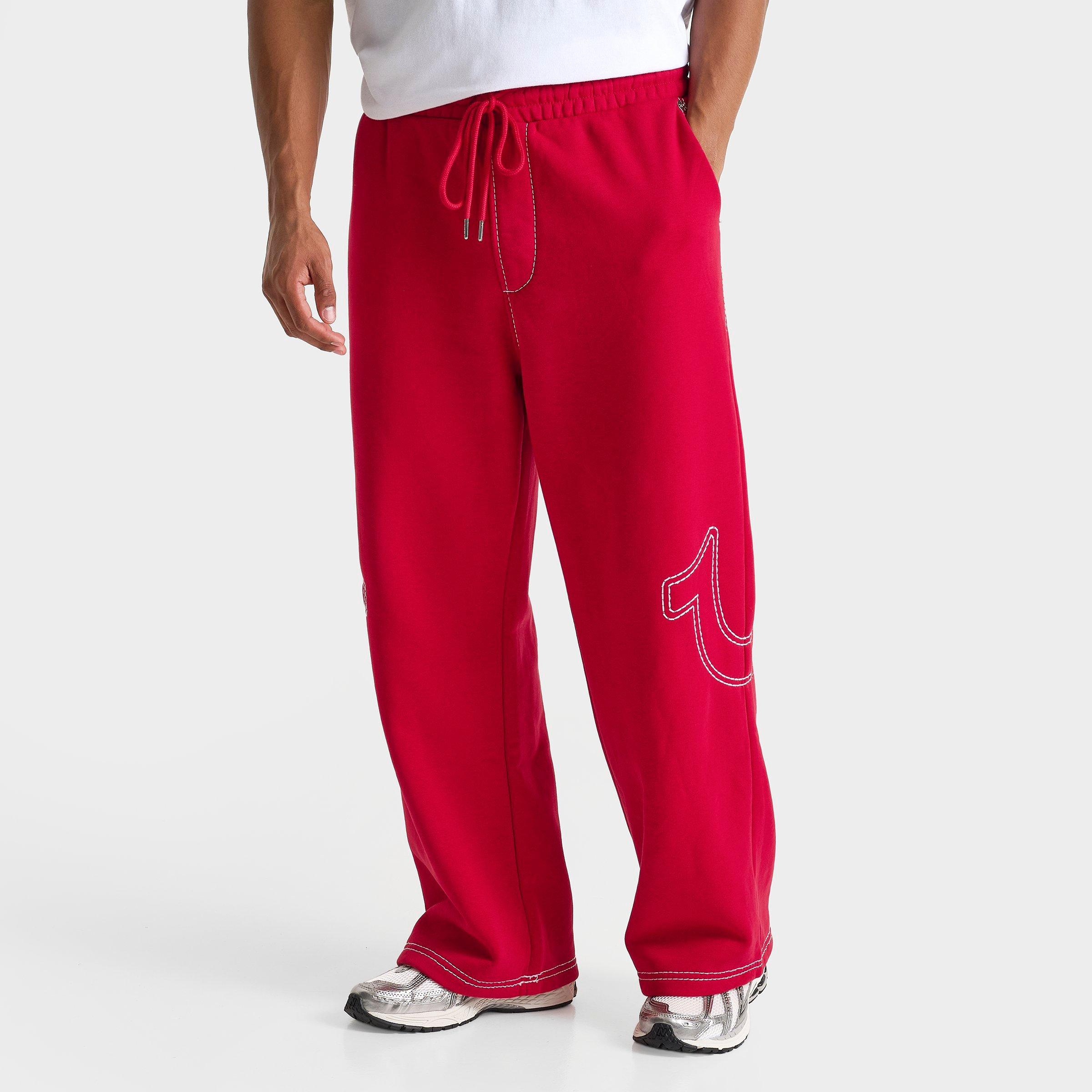 True Religion Men's Big T Baggy Fleece Sweatpants In Red