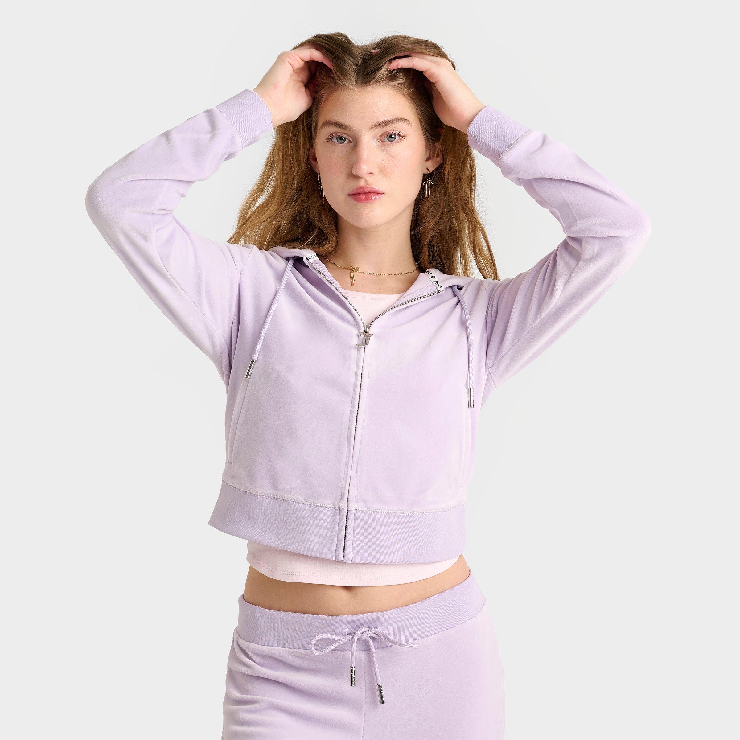 Juicy Couture Women's Og Big Bling Velour Zip-up Hoodie In Orchid