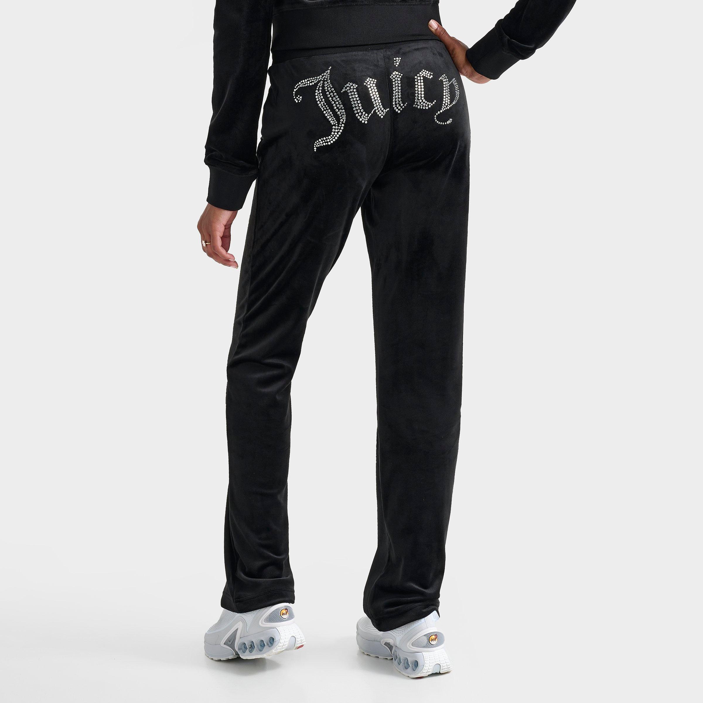 Juicy Couture Women's Og Big Bling Velour Track Pants In Liquorice