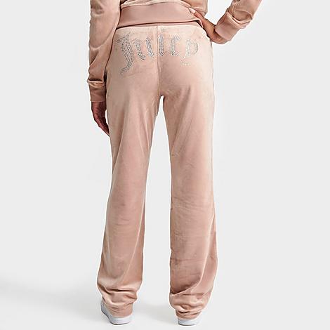 Juicy Couture Women's Og Big Bling Velour Track Pants In Warm Taupe 