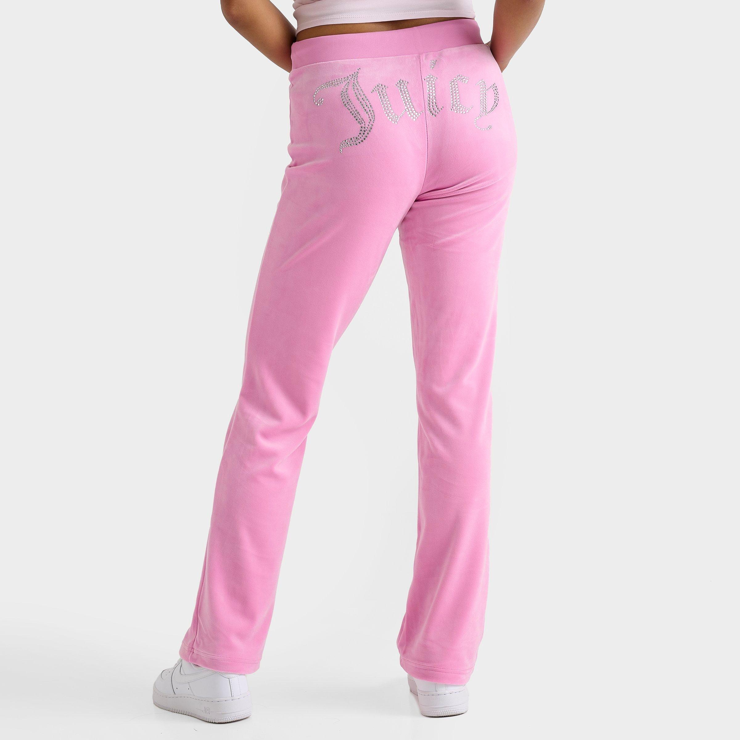 Juicy Couture Women's OG Big Bling Velour Track Pants in Pink/Fanciful Size Large Polyester/Spandex/Velour