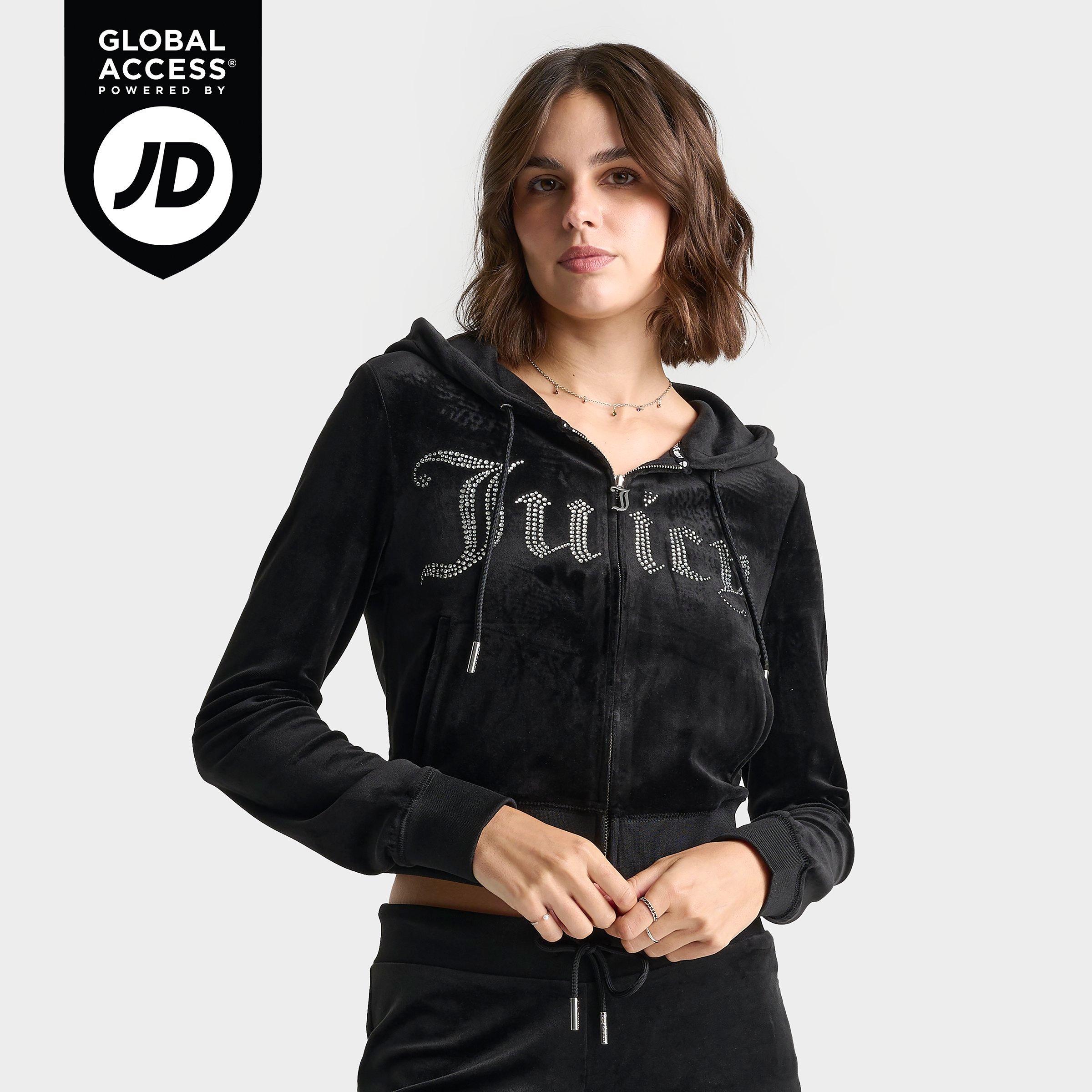 Juicy Couture Women's Bling Front Hoodie in Liquorice Size: XS