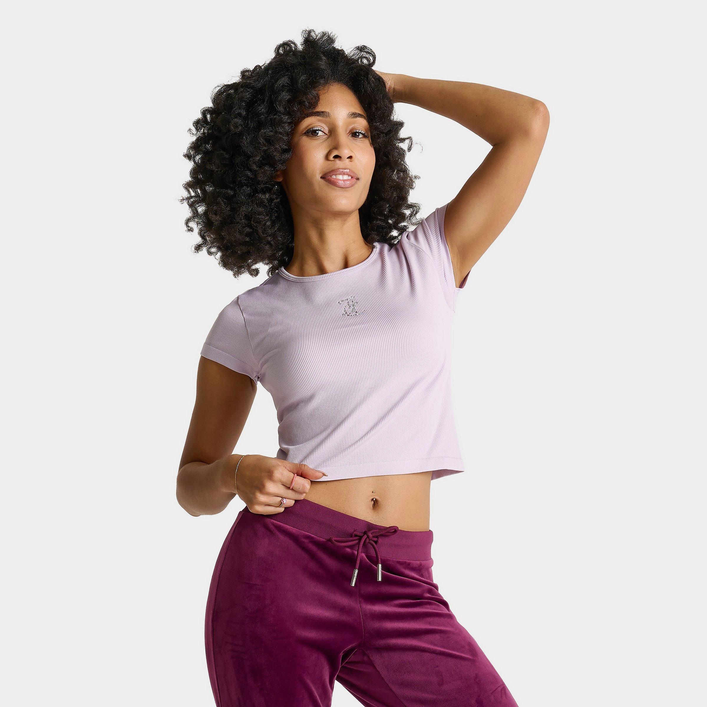 Juicy Couture Women's Seamless Baby T-Shirt in Purple/Orchid Size S/M Nylon/Spandex
