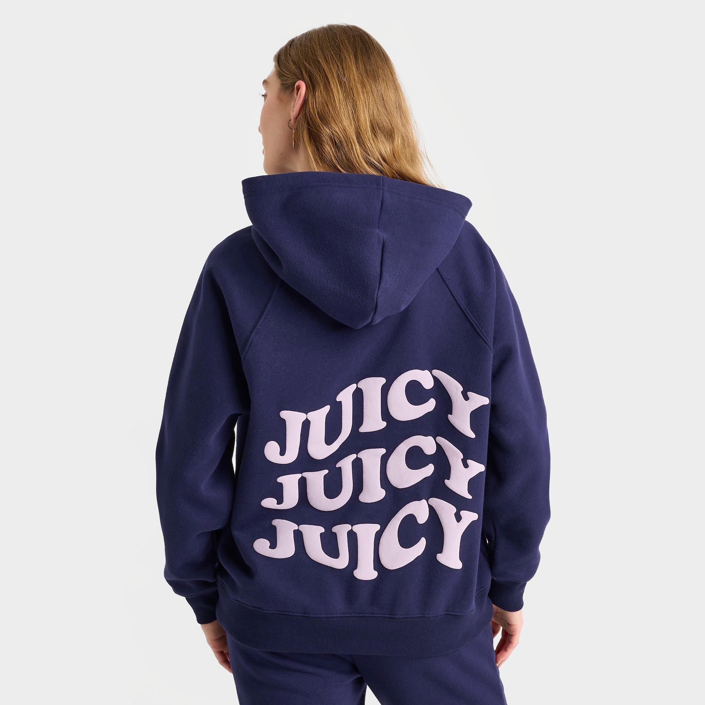 Juicy Couture Women's Wave Fleece Hoodie in Blue/Navy Size XS