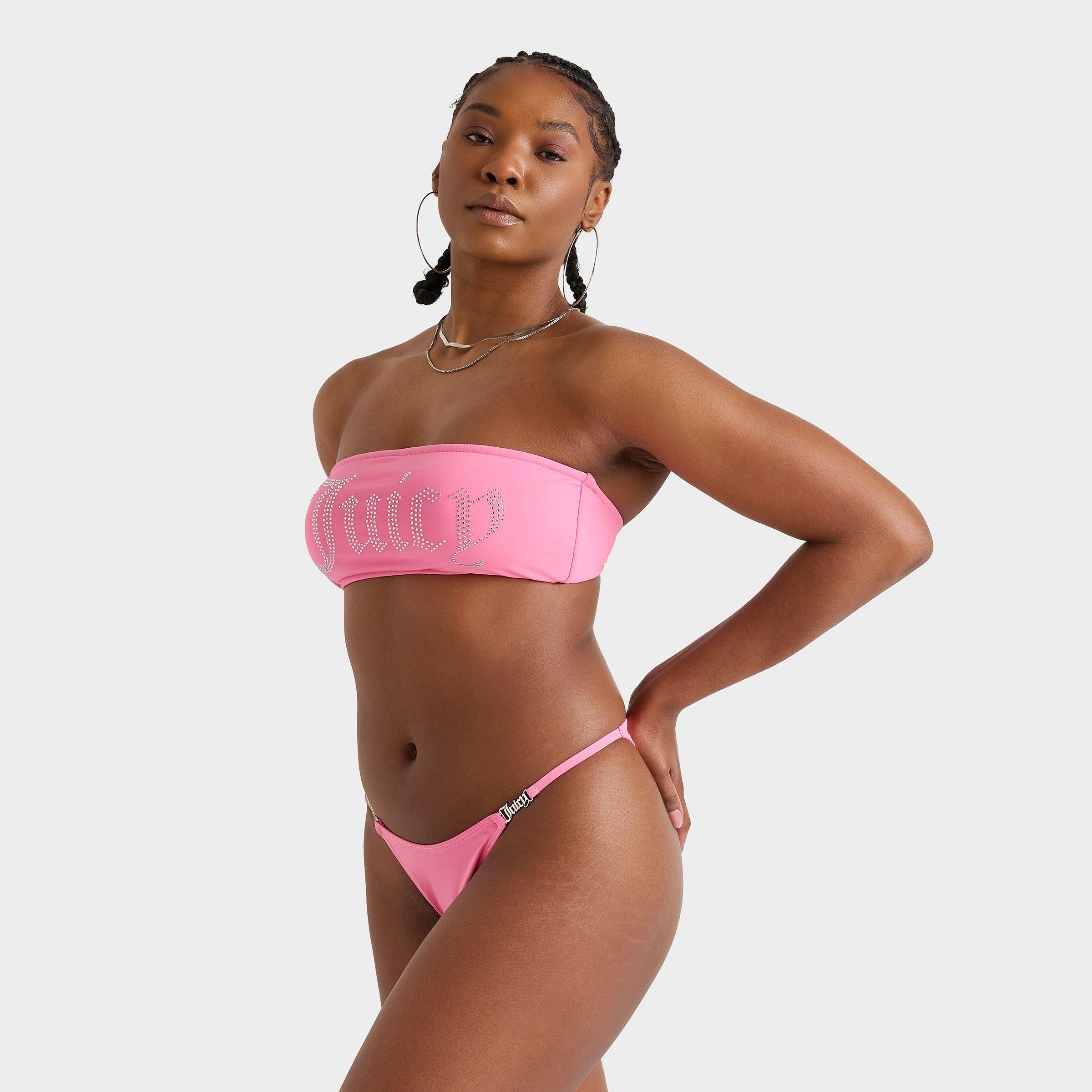 Juicy Couture Women's Strapless Swim Top in Pink/Hot Hot Size Medium