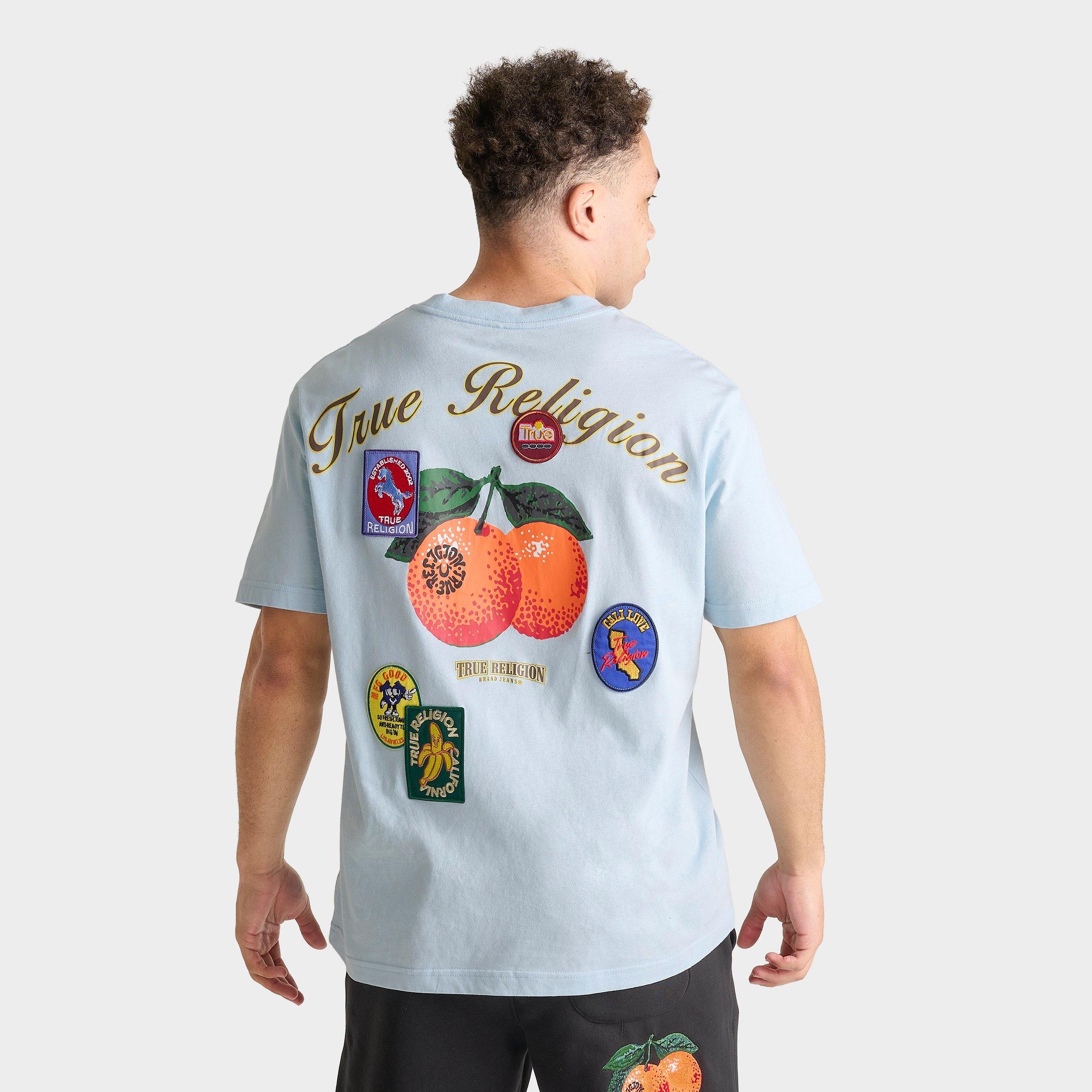 True Religion Men's Orchard Stamps Heavyweight T-Shirt in Baby Blue Size: Small