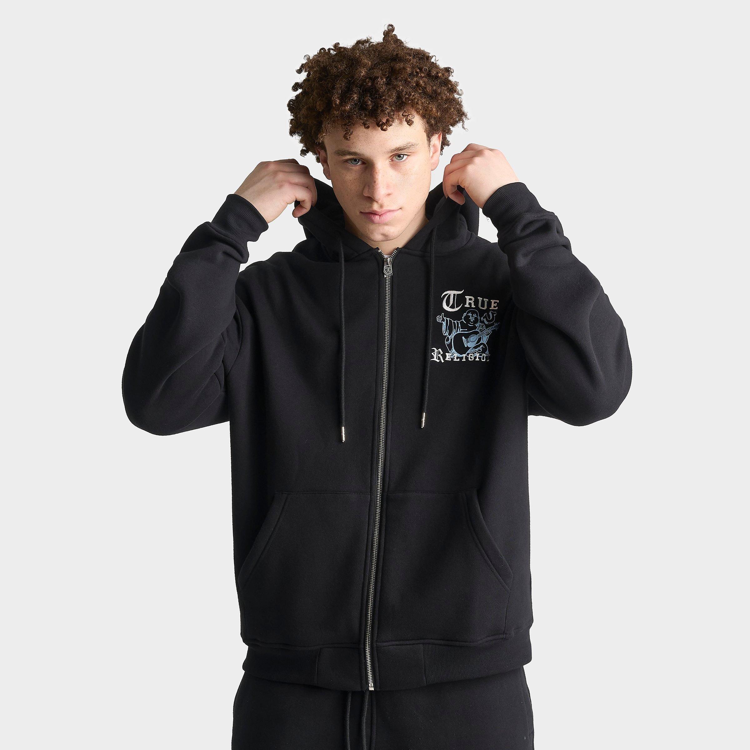True Religion Men's Buddha Old English Logo Full-Zip Hoodie in Black Size: Small
