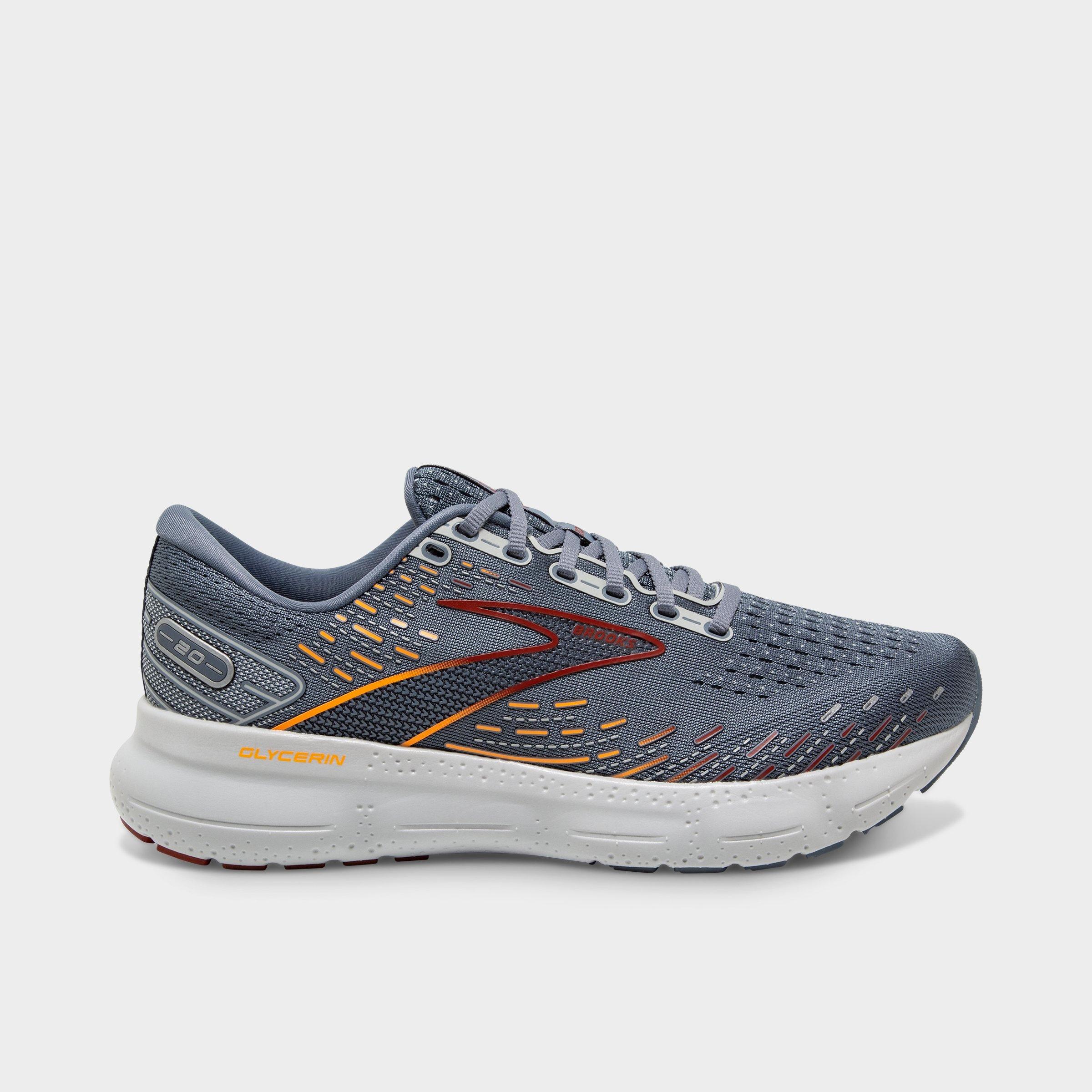 Brooks Men's Glycerin 20 Running Shoes In Grey/chili Oil/orange