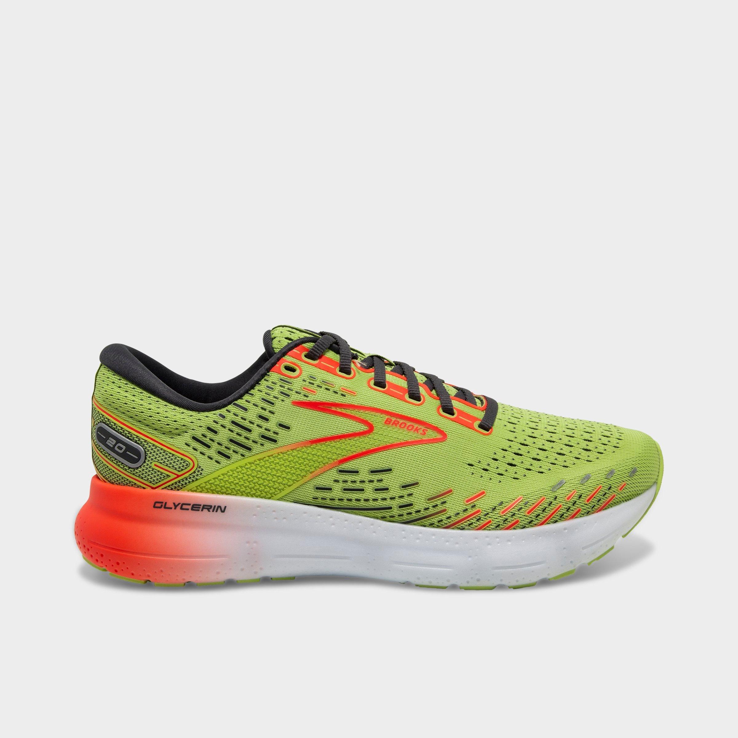 Brooks Glycerin 20 Running Shoe In Lime/red/ebony