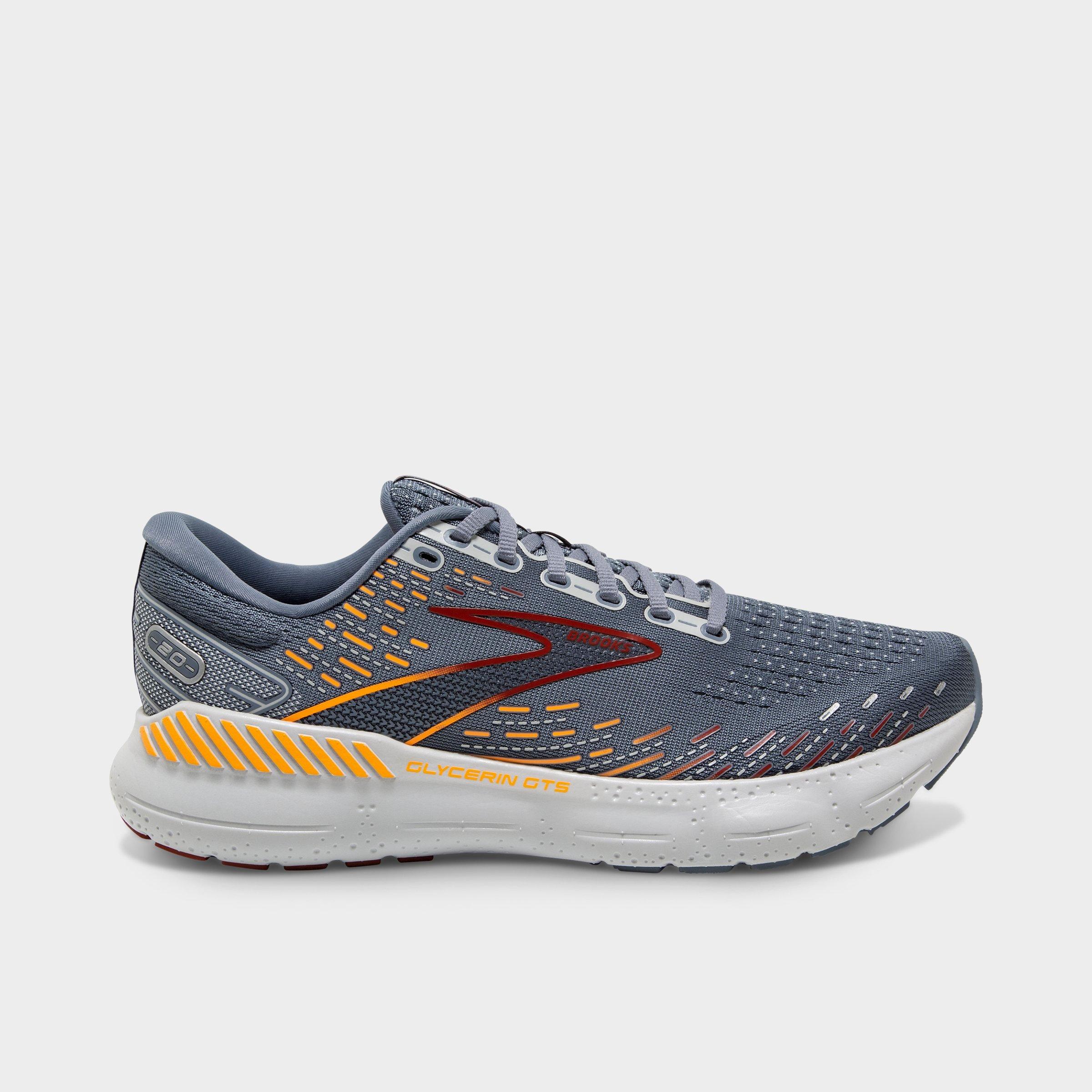 Brooks Men's Glycerin Gts 20 Running Shoes In Grey/chili Oil/orange