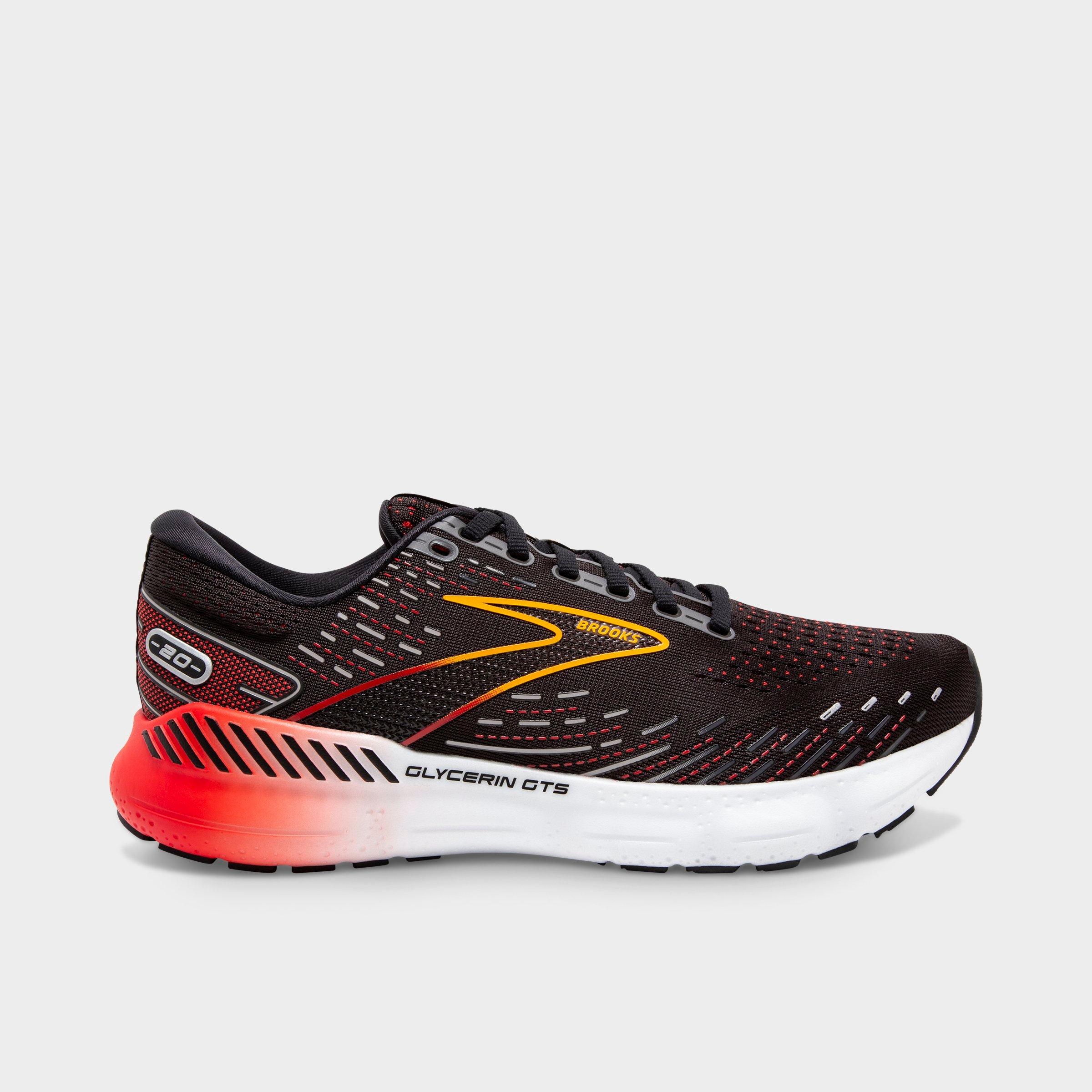 Brooks Men's Glycerin Gts 20 Running Shoes In Black/blackened Pearl/fiery Red