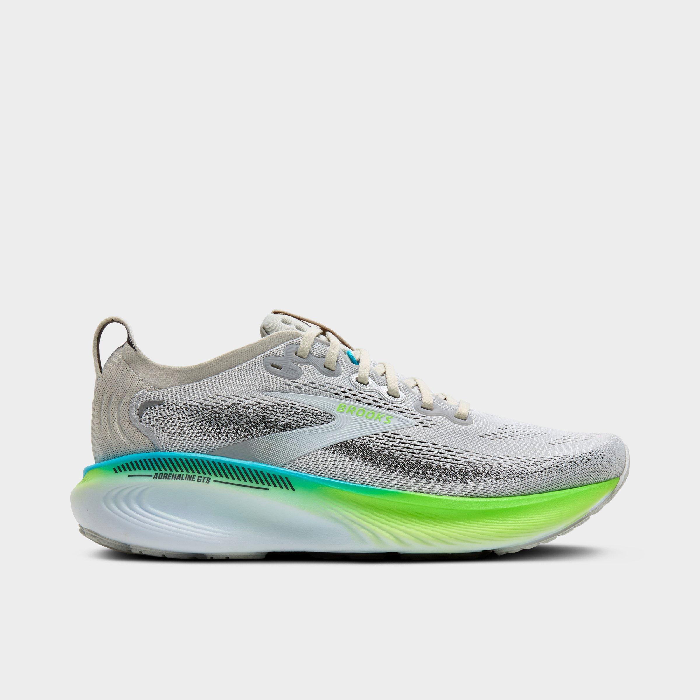 Brooks Men's Adrenaline GTS 25 Running Shoes in Oyster/Green Gecko/Blue Size: 9.0