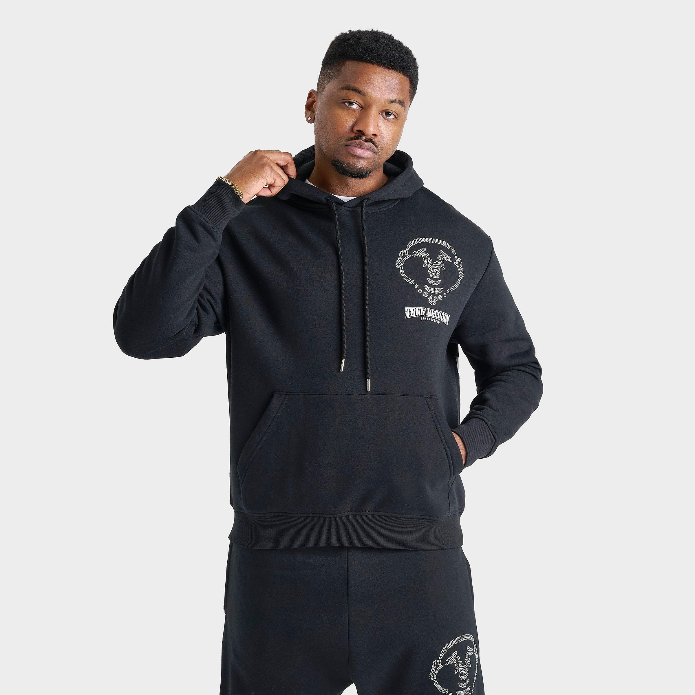 True Religion Men's Buddha Face Fleece Pullover Hoodie in Black Size: Small