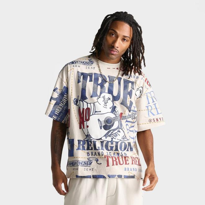 Men's True Religion No. 1 Logo Allover Print Heavyweight Oversized T-Shirt