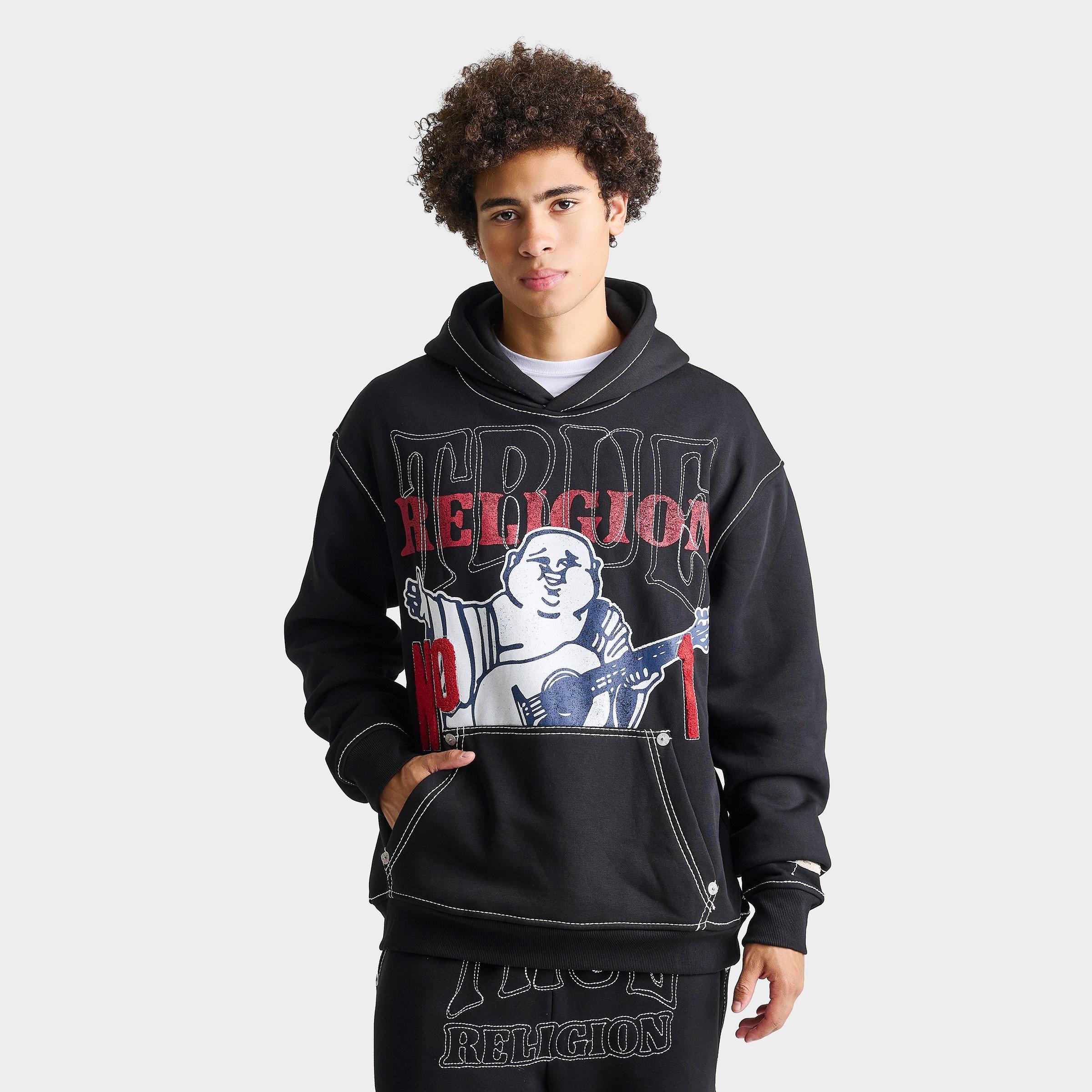 True Religion Men's No. 1 Buddha Logo Big T Pullover Hoodie