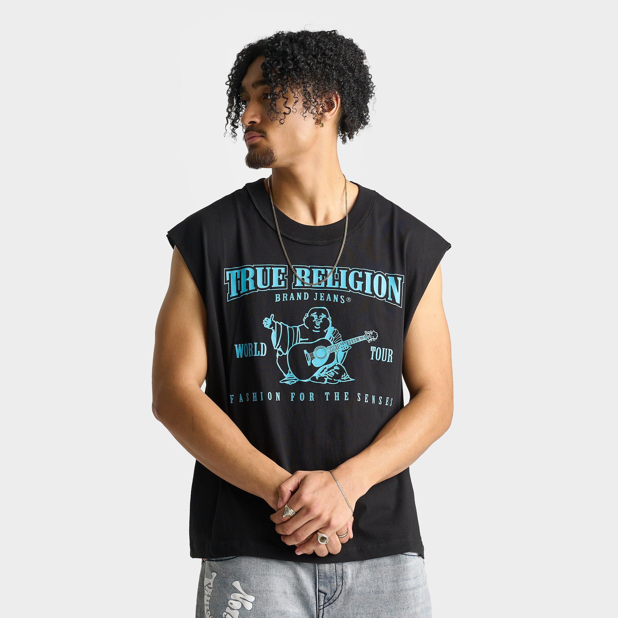 True Religion Men's World Tour Sleeveless Cut Off T-Shirt