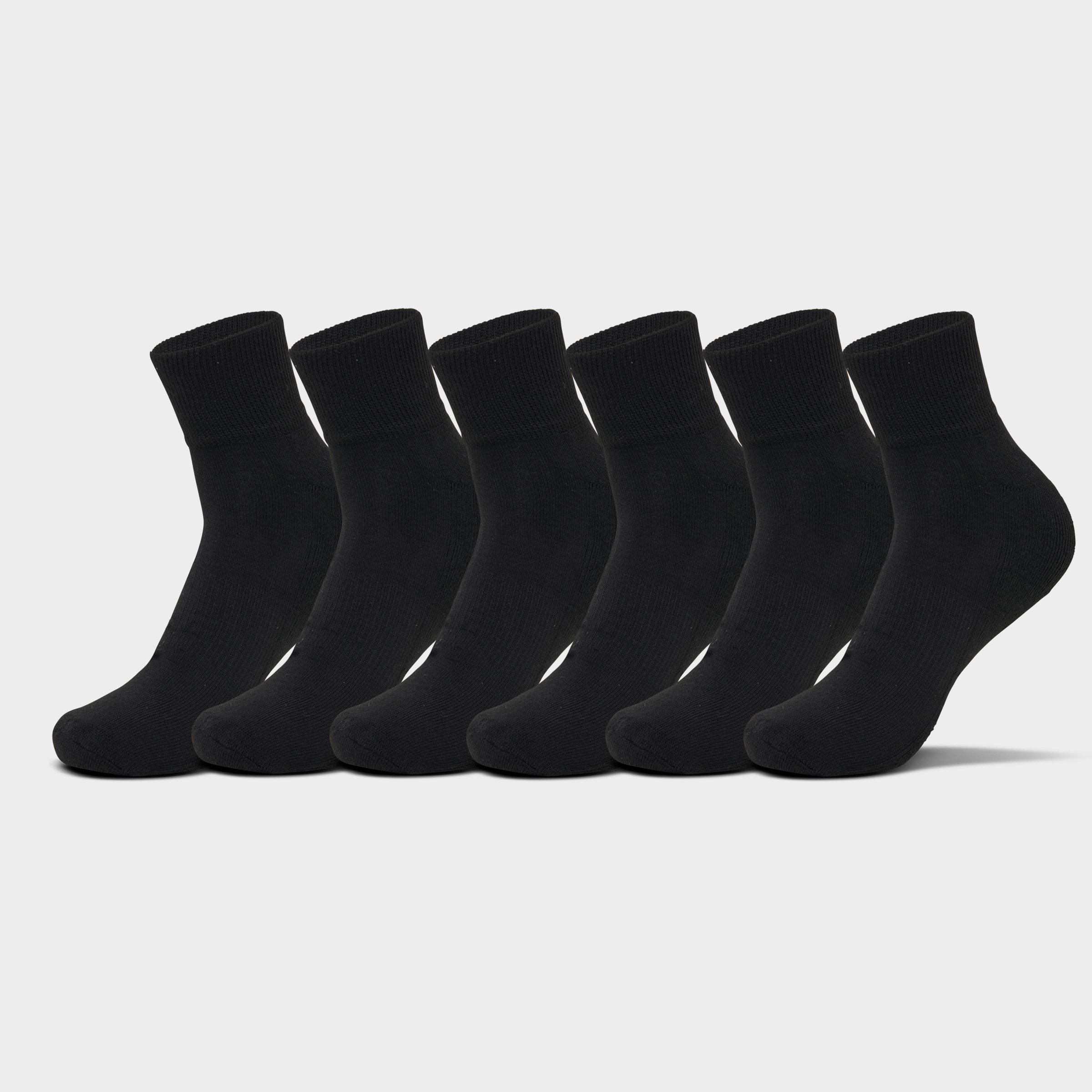 Implus Men's Sonneti Quarter Socks (6-Pack) in Black/Black Size Large Cotton