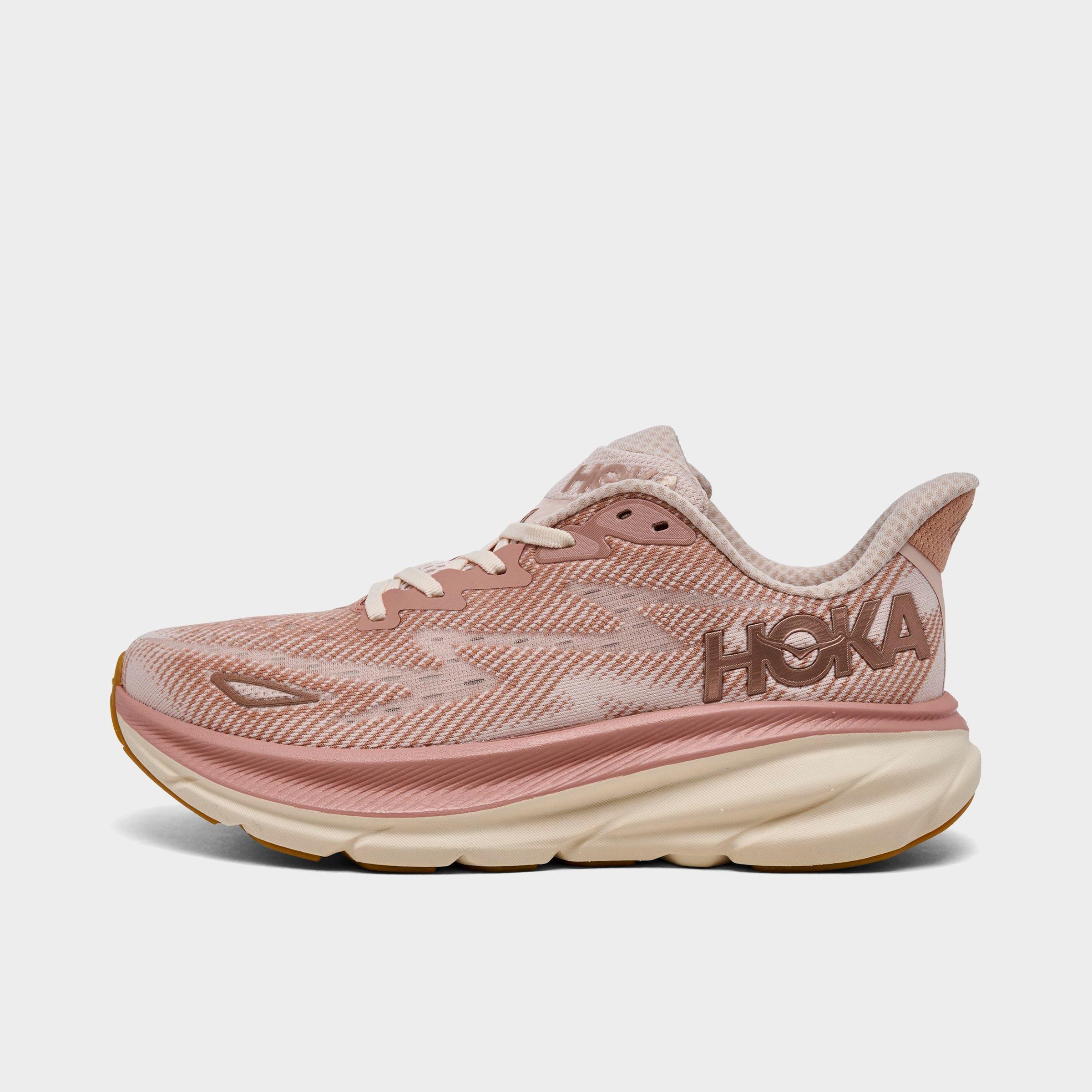 Hoka Women's Clifton 9 Running Shoes in Pink/Sandstone Size 8 Nylon/Polyester/Knit