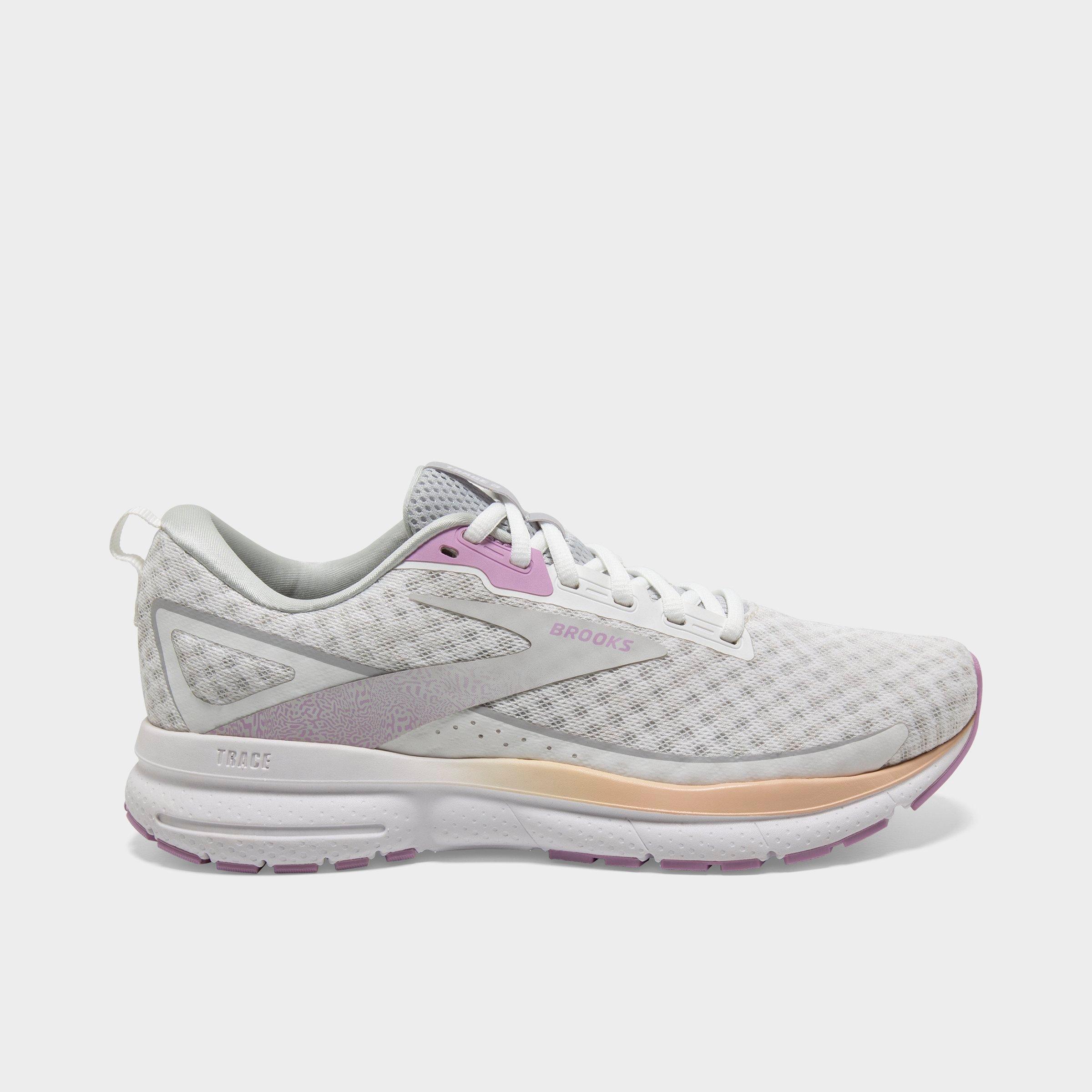 Shop Brooks Women's Trace 3 Road Running Shoes In White/orchid/apricot