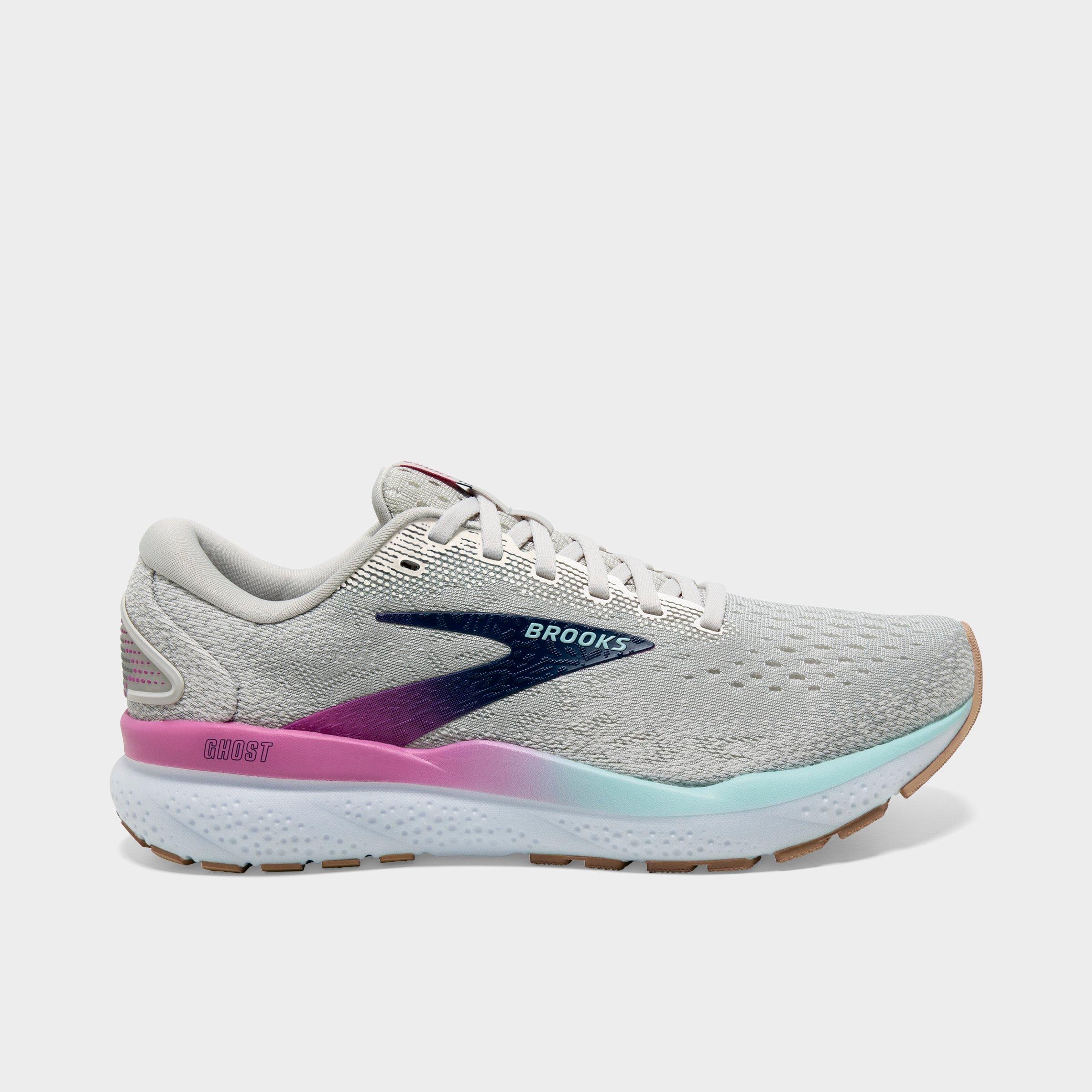 Brooks Women's Ghost 16 Running Shoes (Wide Width) in White/Grey/Estate Blue Size: 5