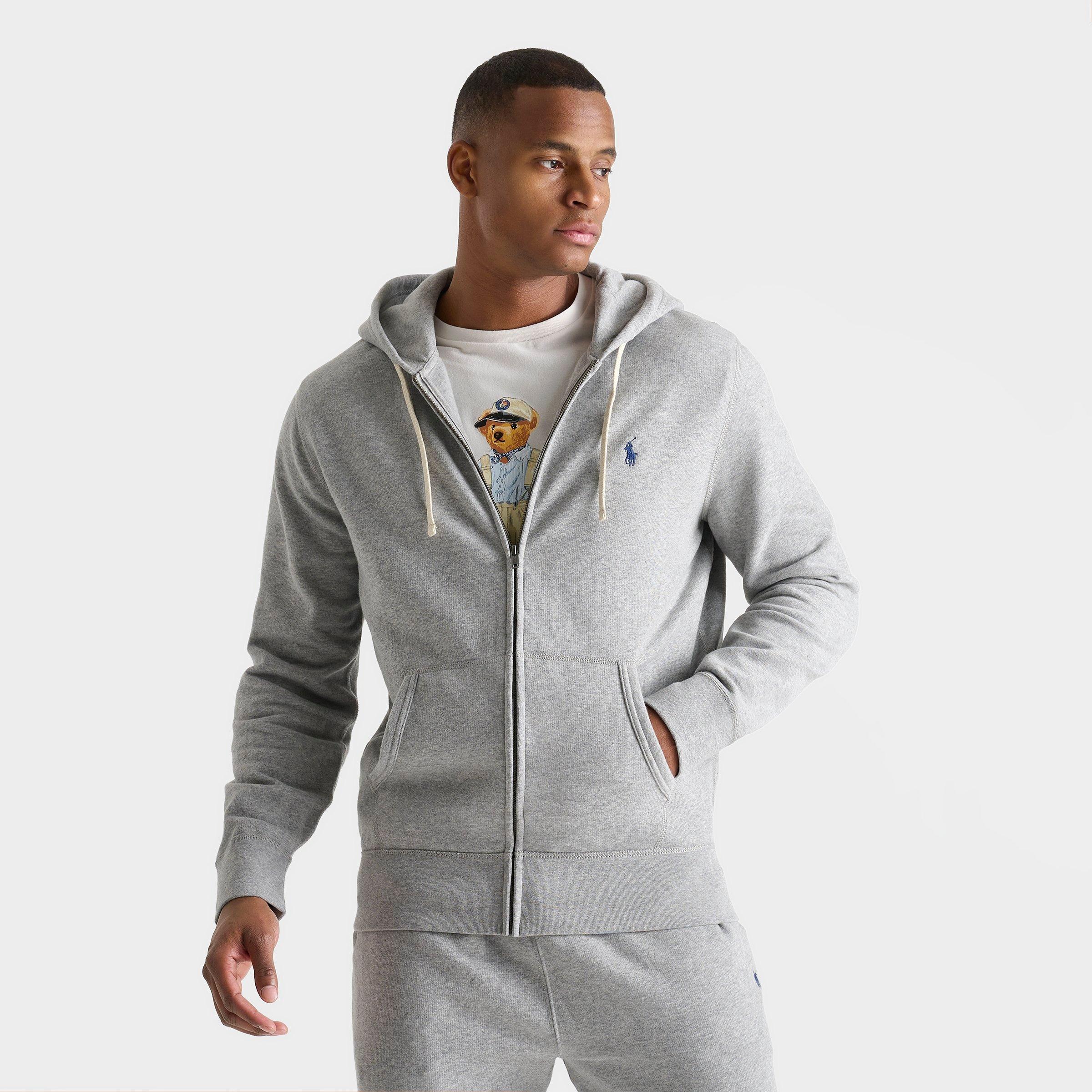 Polo Ralph Lauren Men's Double-Knit Full-Zip Hoodie in Grey/Grey Size Large Cotton/Knit