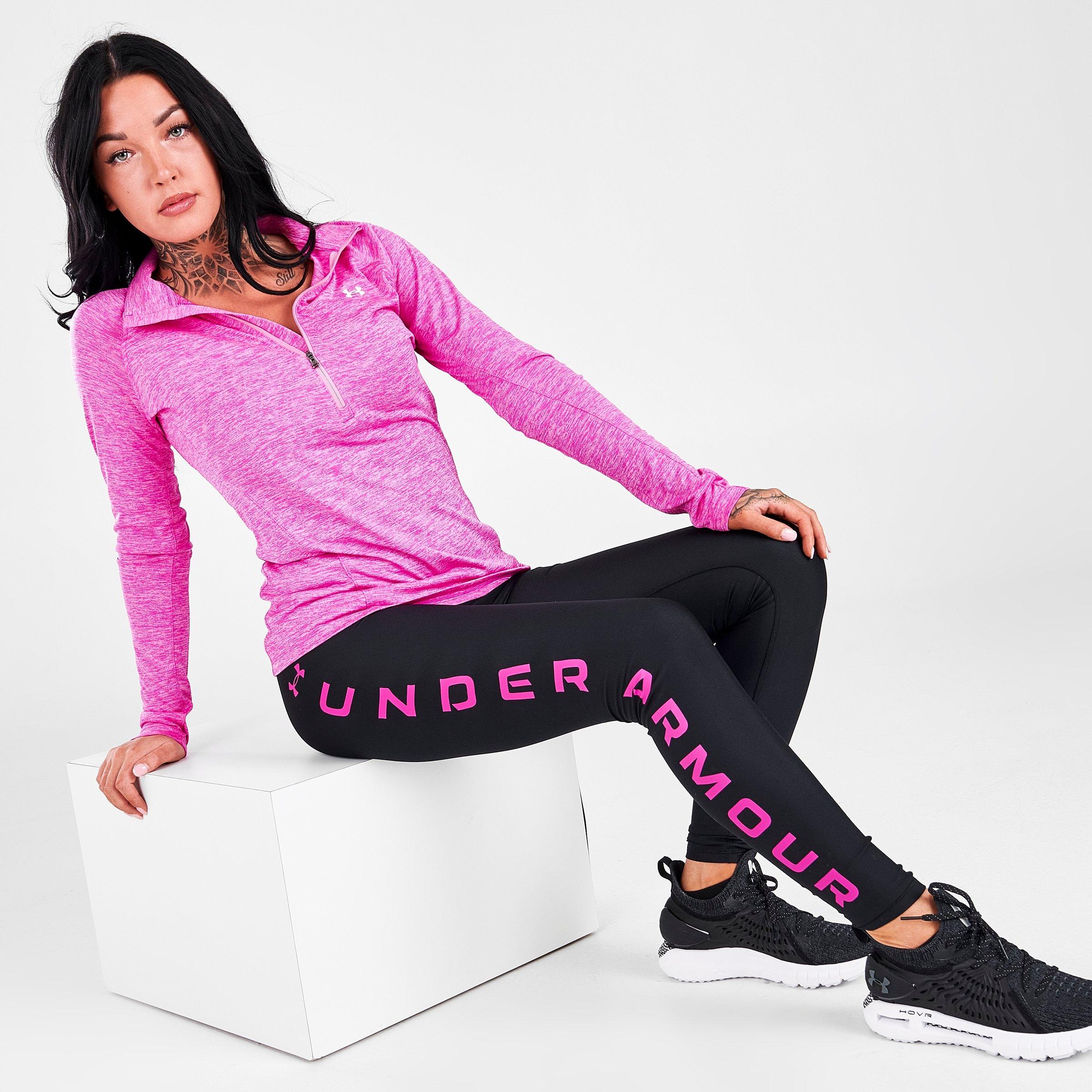 Under Armour Women's Heatgear No-slip Waistband Branded Full-length  Leggings In Black/meteor Pink | ModeSens