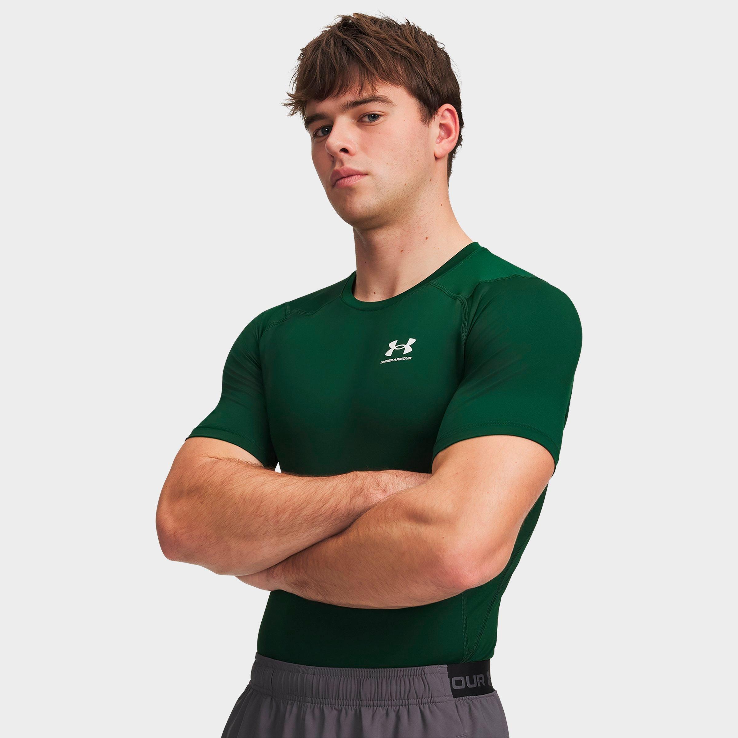 Under Armour Men's HeatGear Short-Sleeve Training Top in Forest Green/White Size: XS