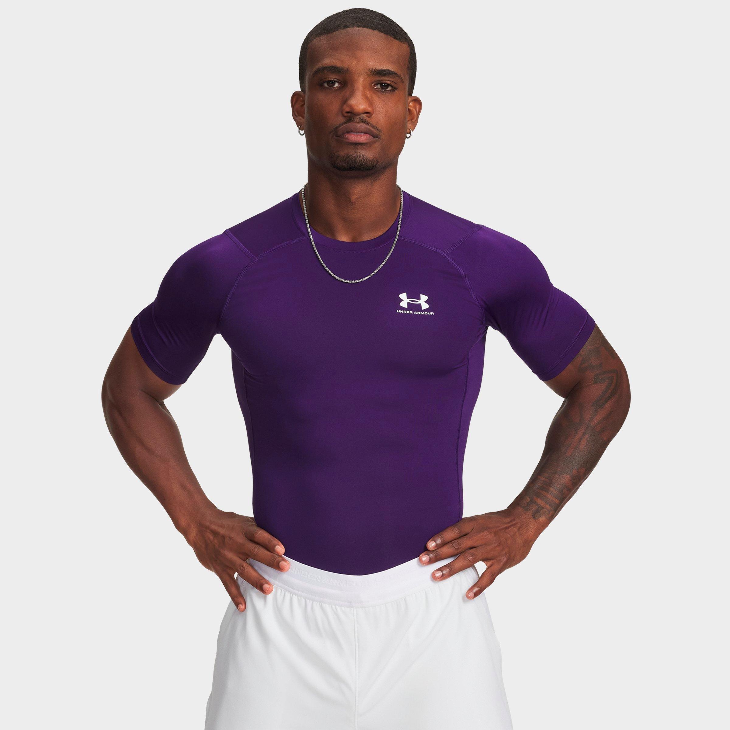 Under Armour Men's HeatGear Short-Sleeve Training Top in Purple/White Size: XS