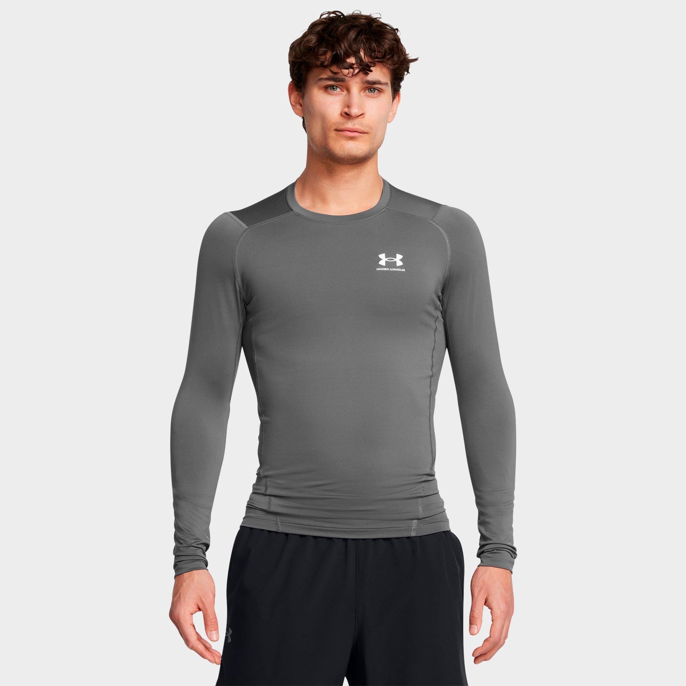 Under Armour Men's HeatGear Long-Sleeve Training Top in Castlerock/White Size: XS