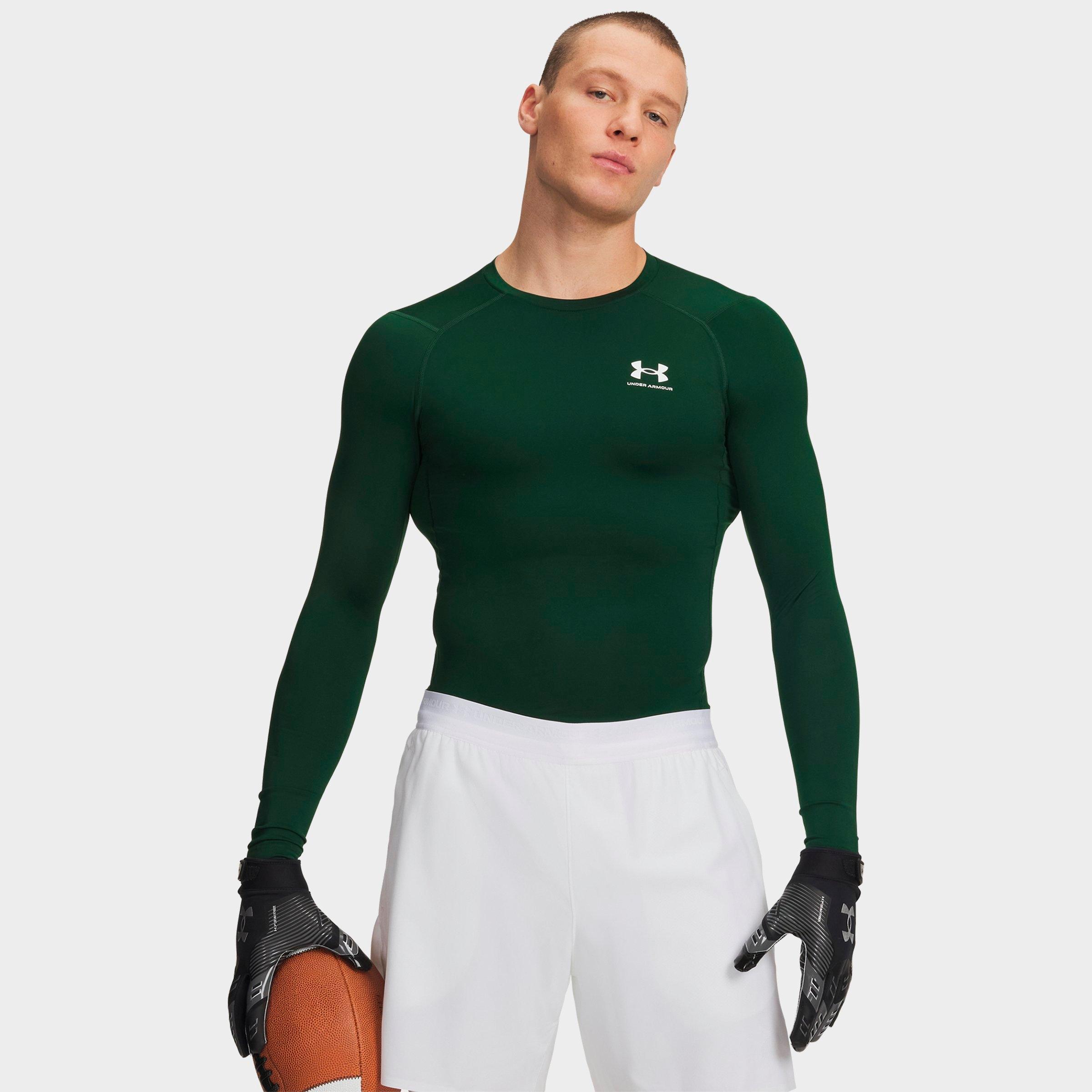 Under Armour Men's HeatGear Long-Sleeve Training Top in Forest Green/White Size: XS