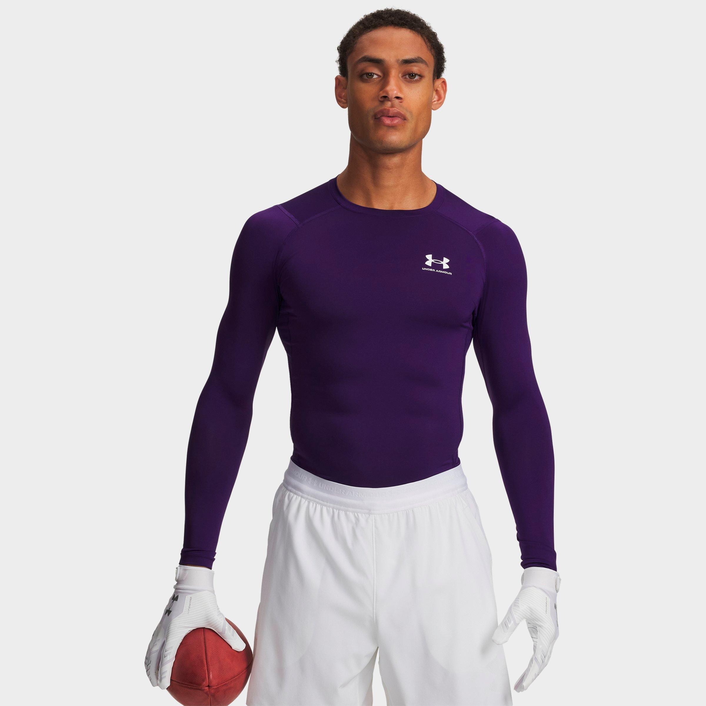 Under Armour Men's HeatGear Long-Sleeve Training Top in Purple/White Size: XS