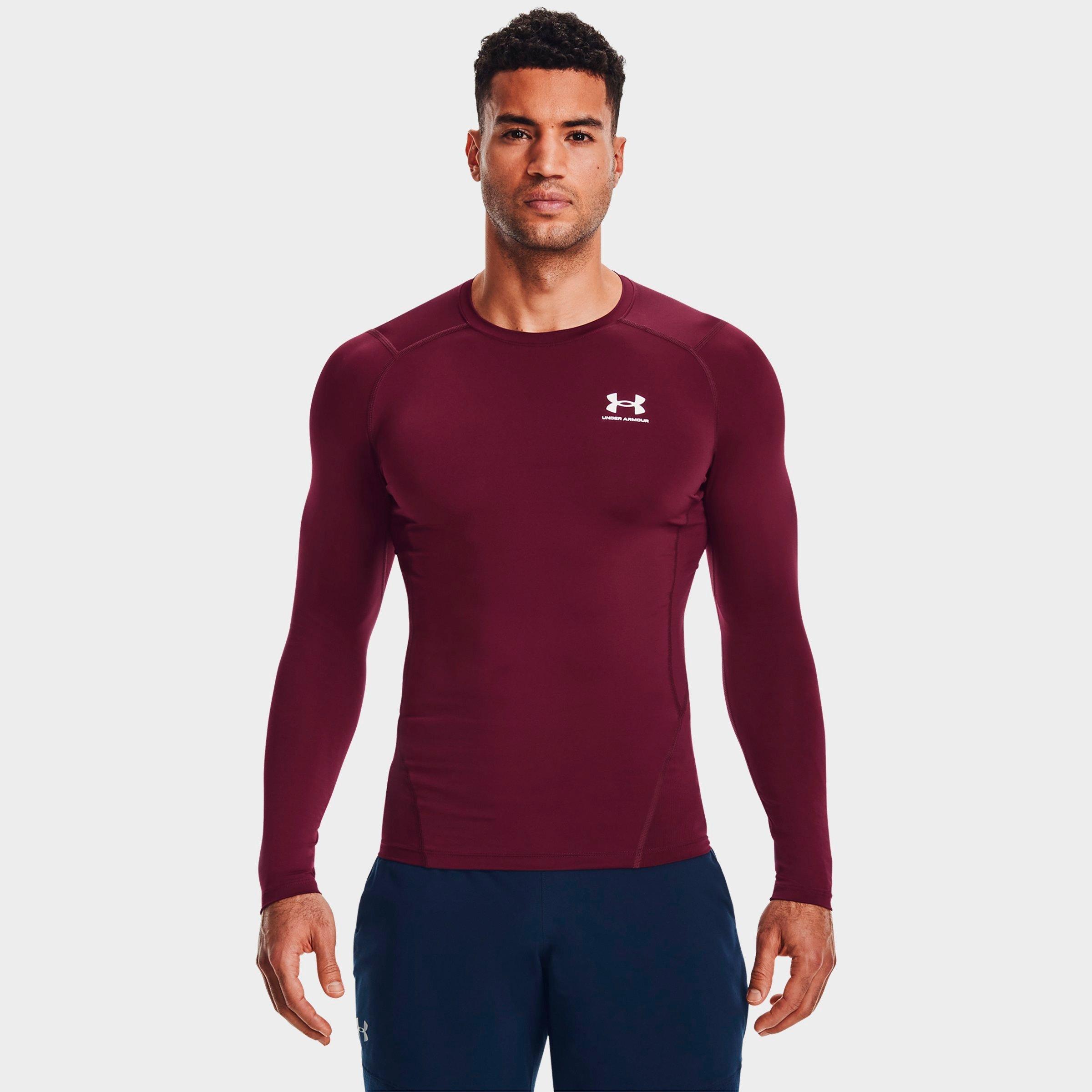 Under Armour Men's HeatGear Long-Sleeve Training Top in Maroon/White Size: XS